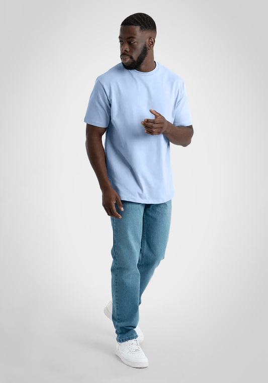 Heavy Regular Fit Tee - Light Blue (Blau) – von Straight Outta Cotton