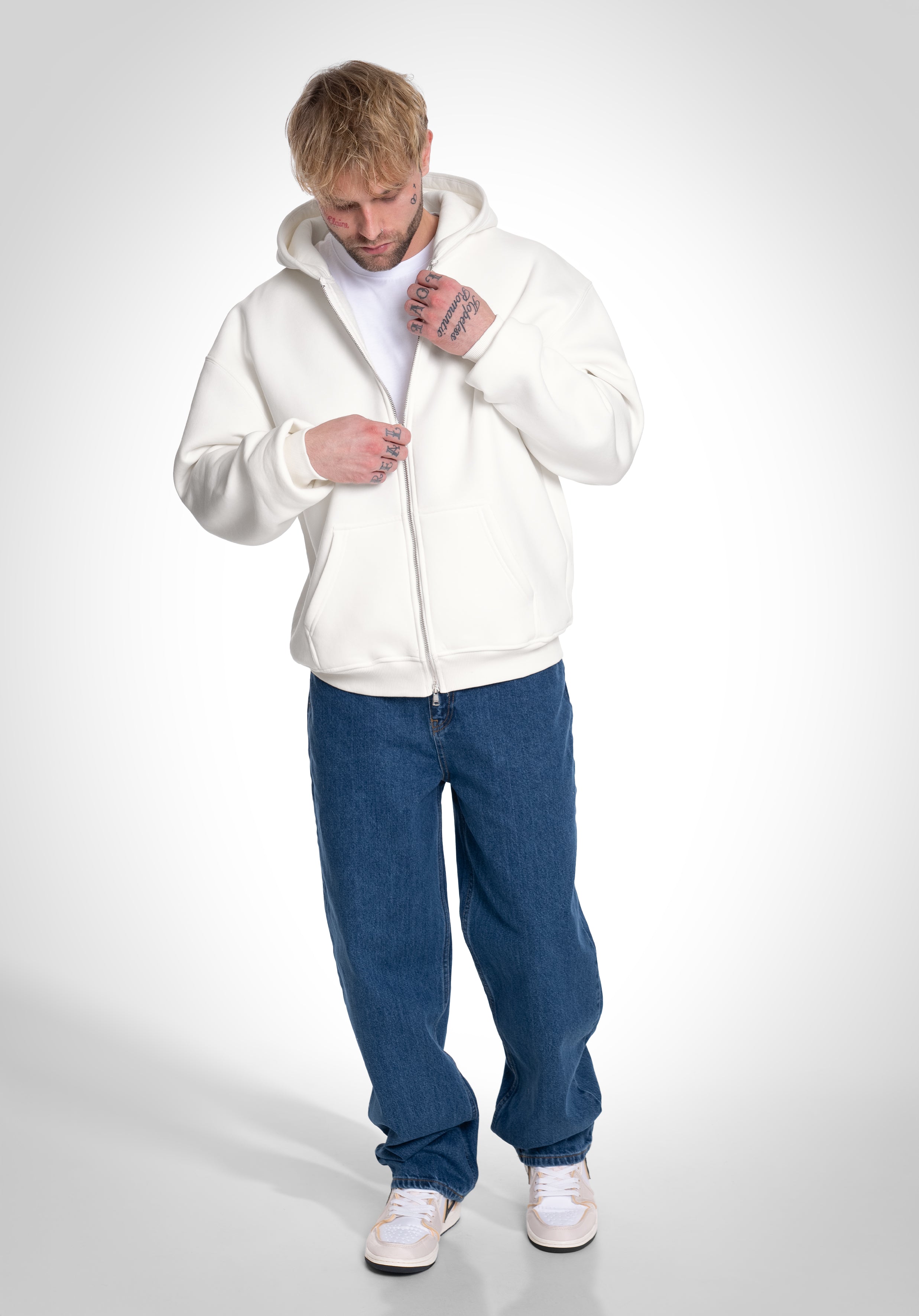 Full Zip Oversized Hoodie - Off White