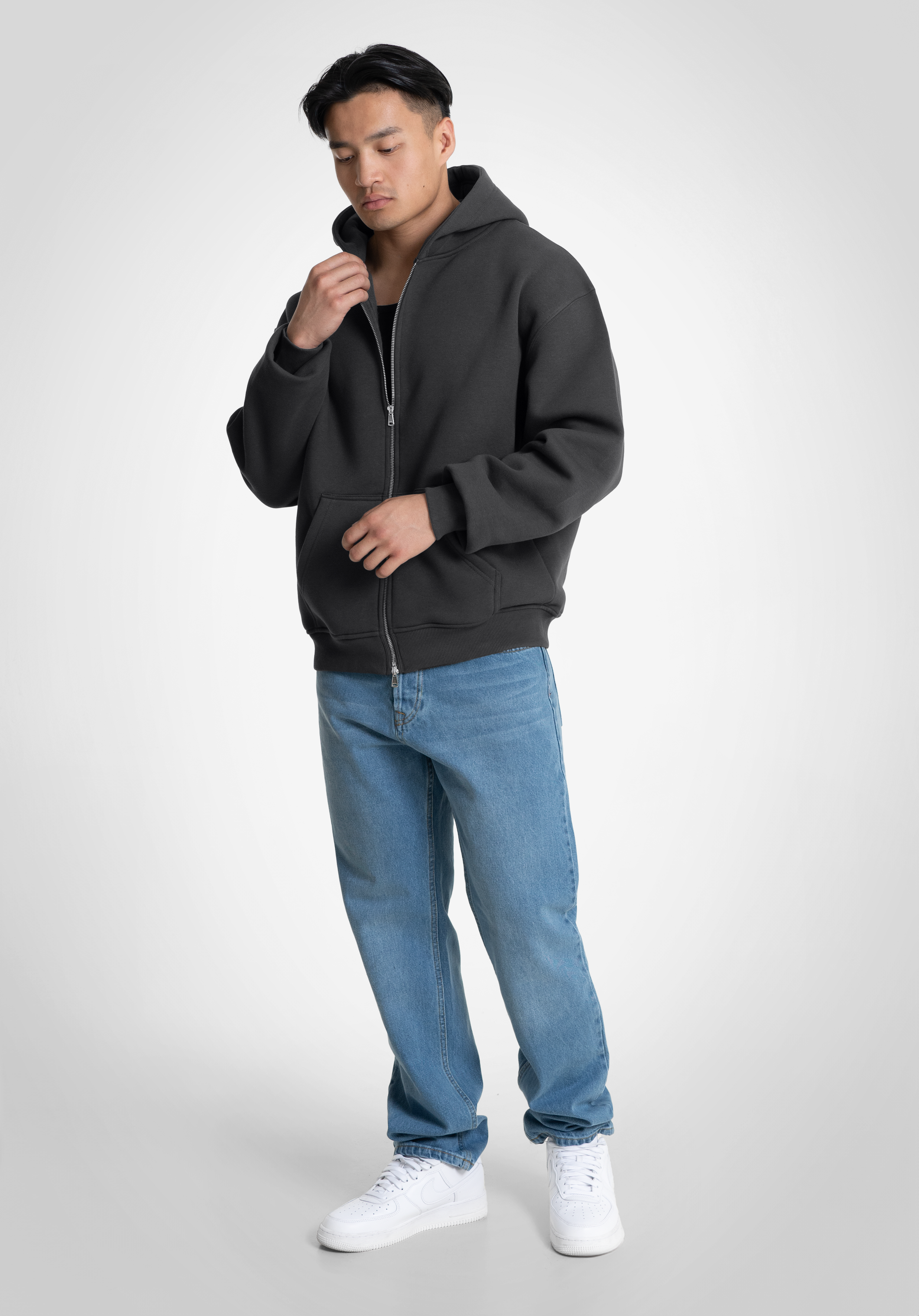 Full Zip Oversize Hoodie - Slate Grey