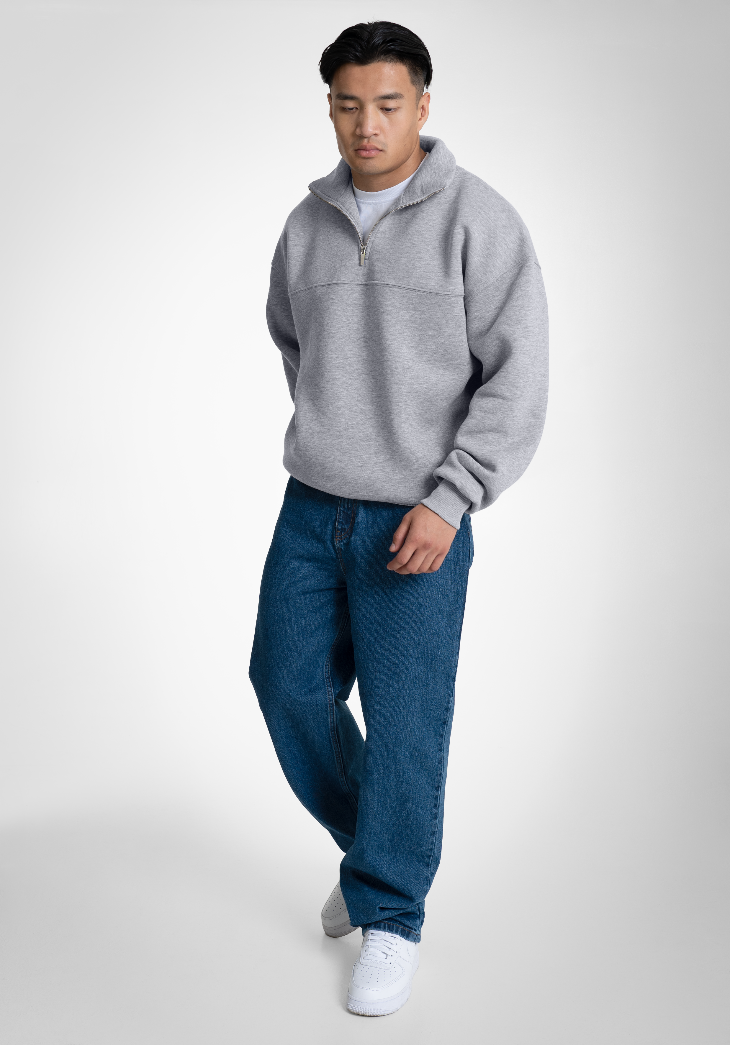 Half Zip - Melange Grey