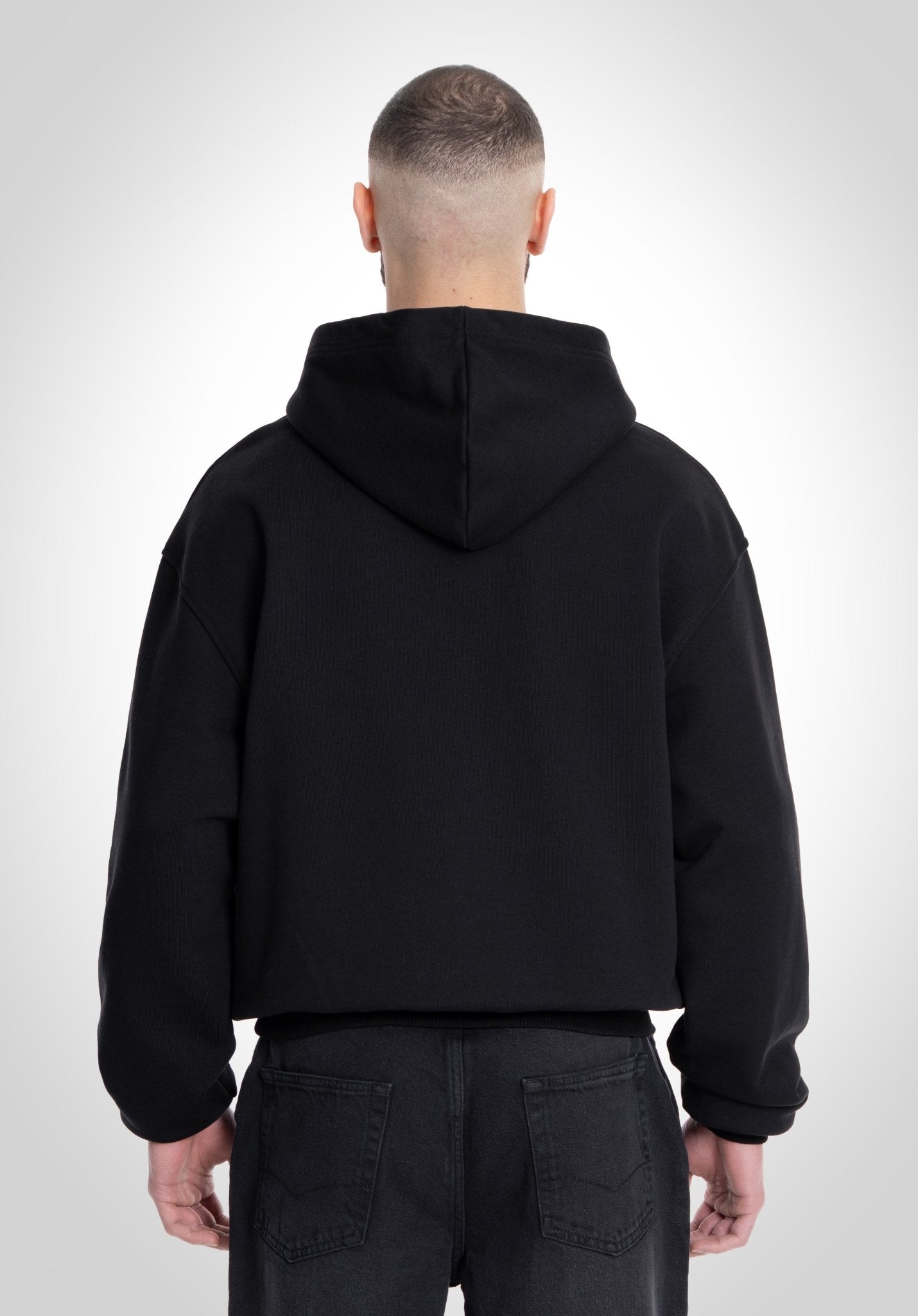 Oversize Hoodie - 500 GSM French Terry 100% Cotton - Black (Schwarz) – Hoodies von Straight Outta Cotton
