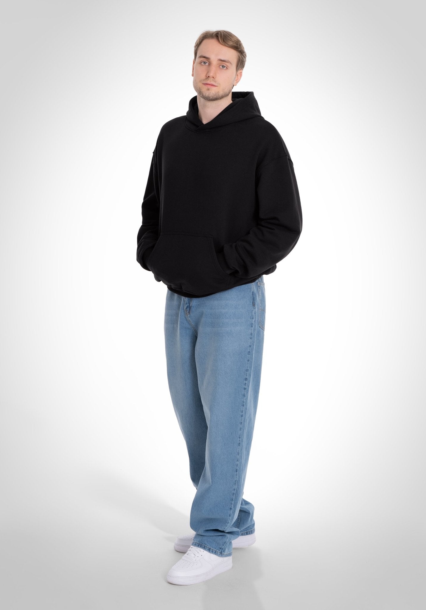 Oversize Hoodie - 500 GSM French Terry 100% Cotton - Black (Schwarz) – Hoodies von Straight Outta Cotton