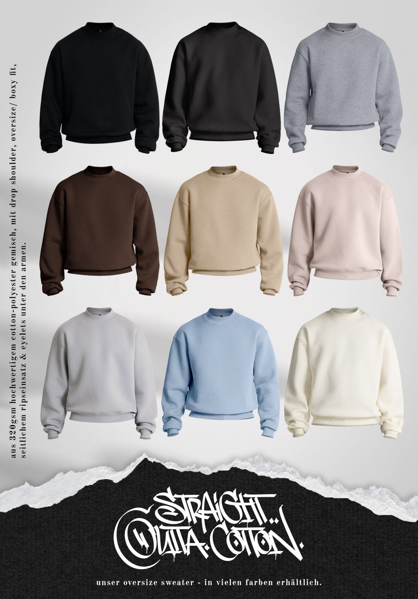 Oversize Sweater - Slate Navy (Marineblauw) – Oversize Sweater van Straight Outta Cotton