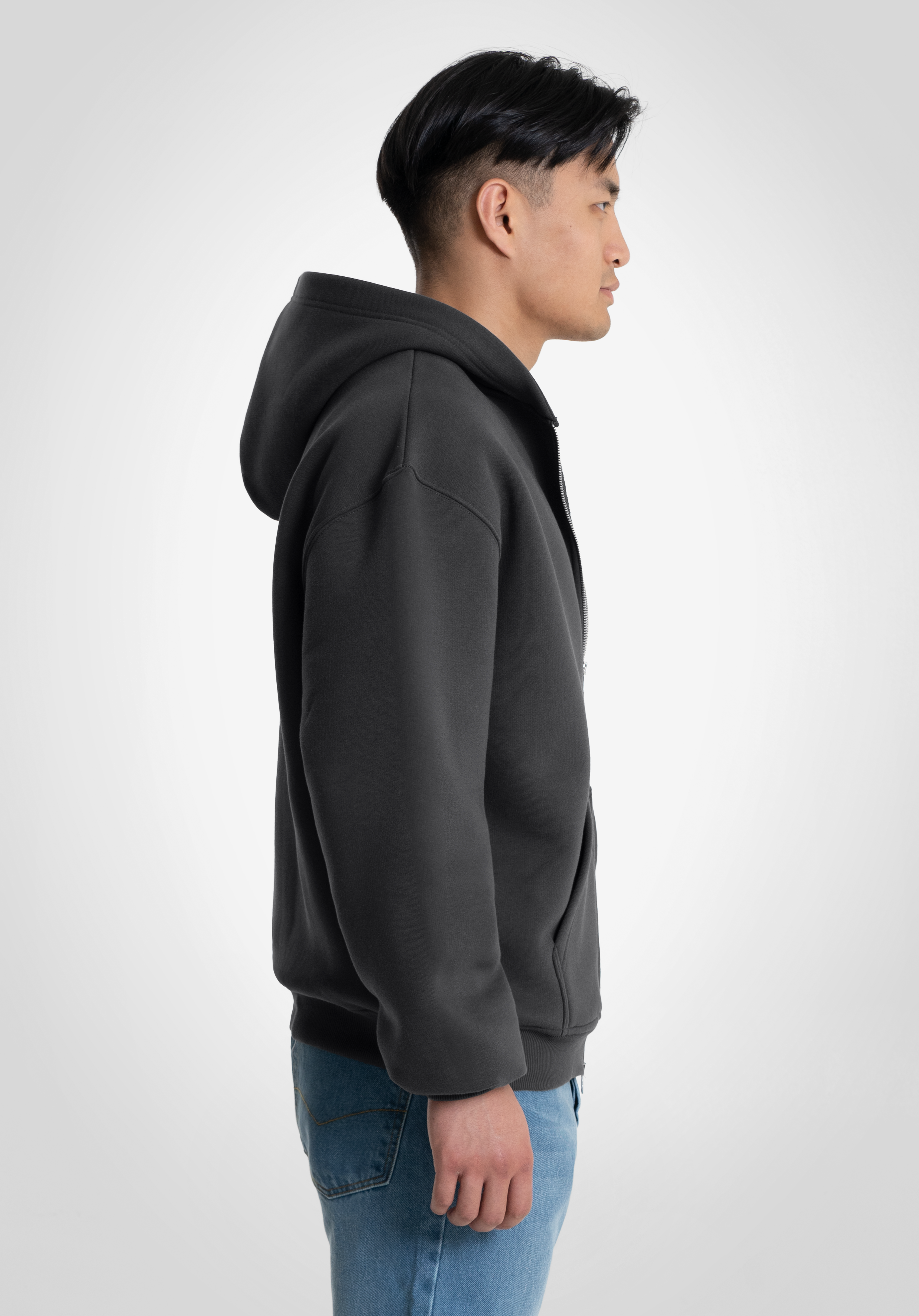 Full Zip Oversize Hoodie - Slate Grey