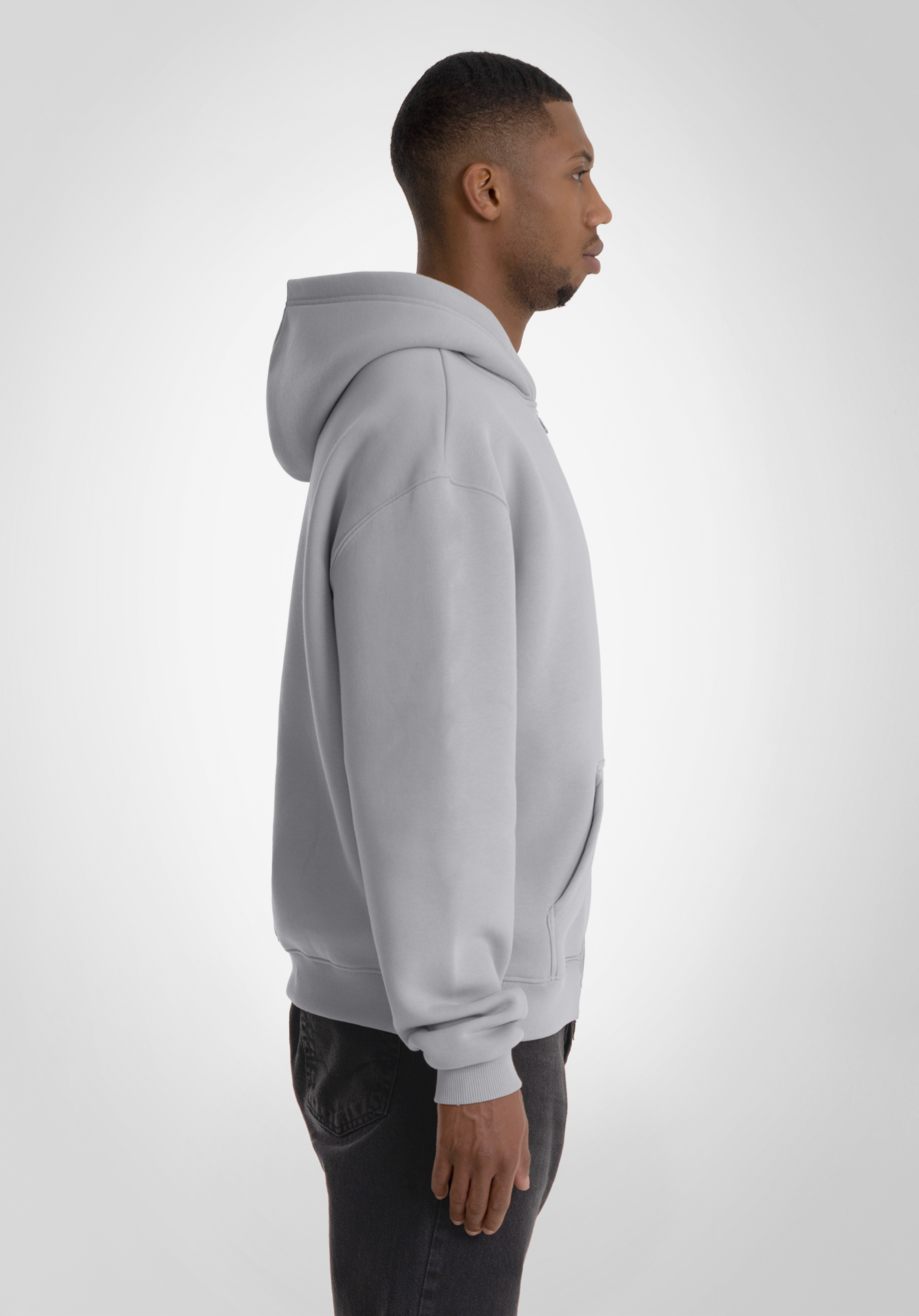 Full Zip Oversize Hoodie - Light Grey