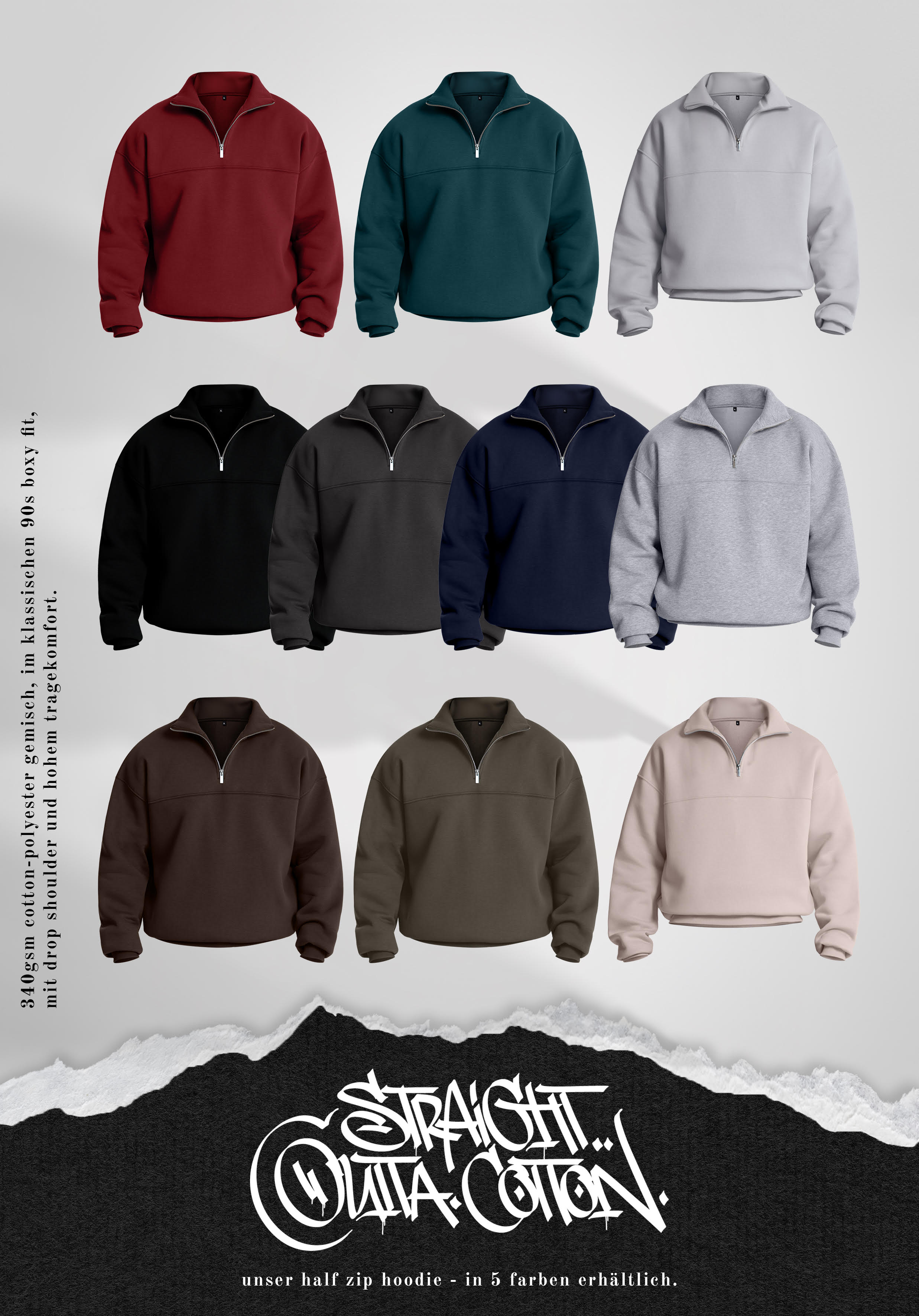 Half Zip - Melange Grey