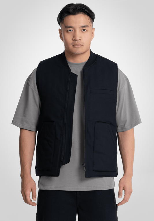 Workerwear Vest - Black (Schwarz) – von Straight Outta Cotton