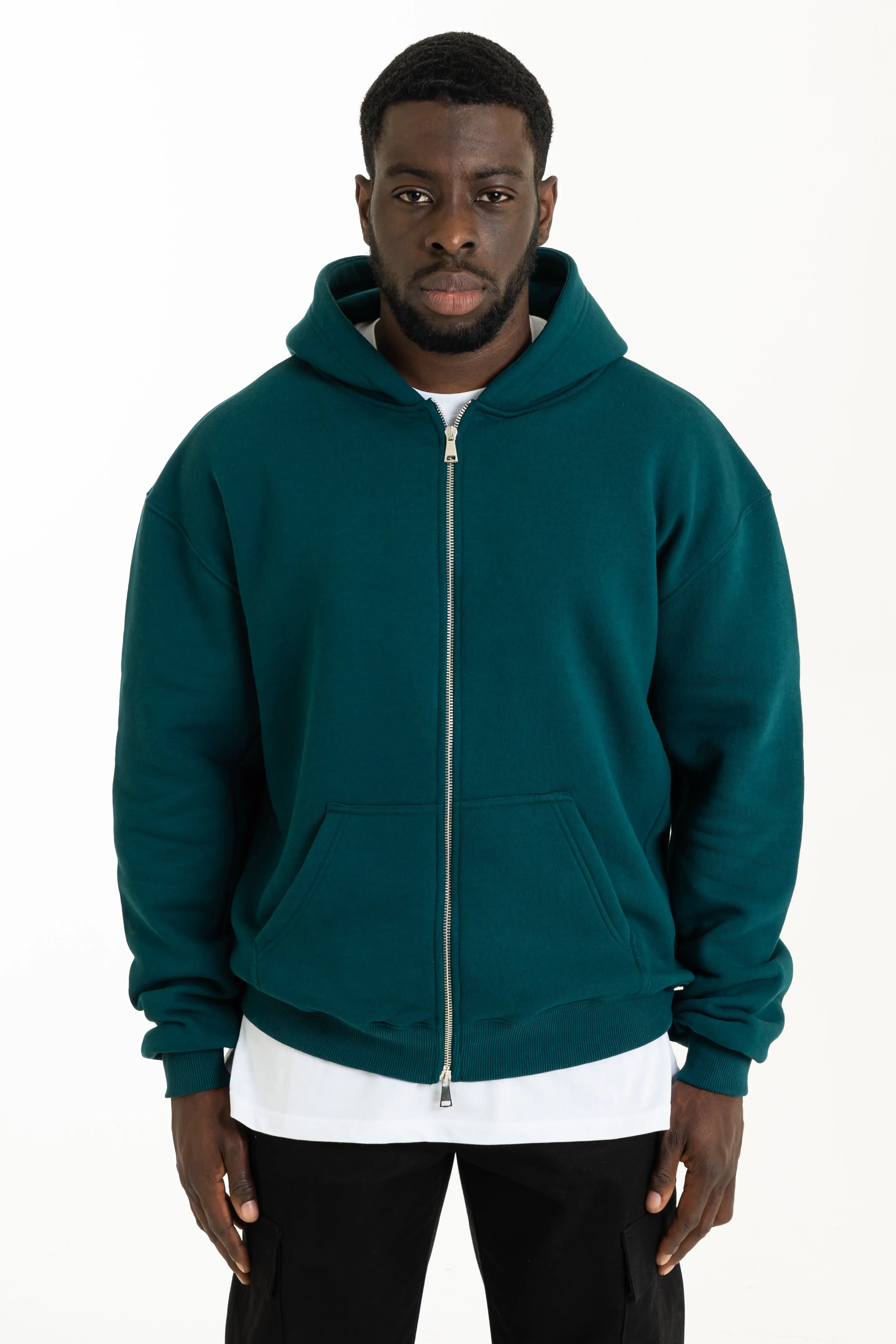 Full Zip Oversize Hoodie Dark Pine Green Straight Outta Cotton