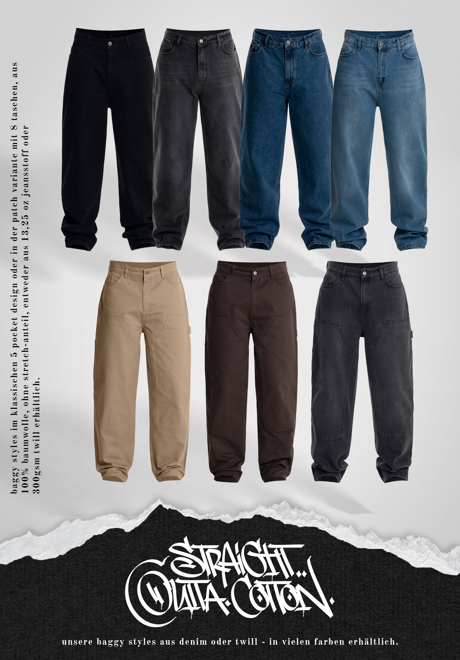 Patch Baggy Denim - Bleached