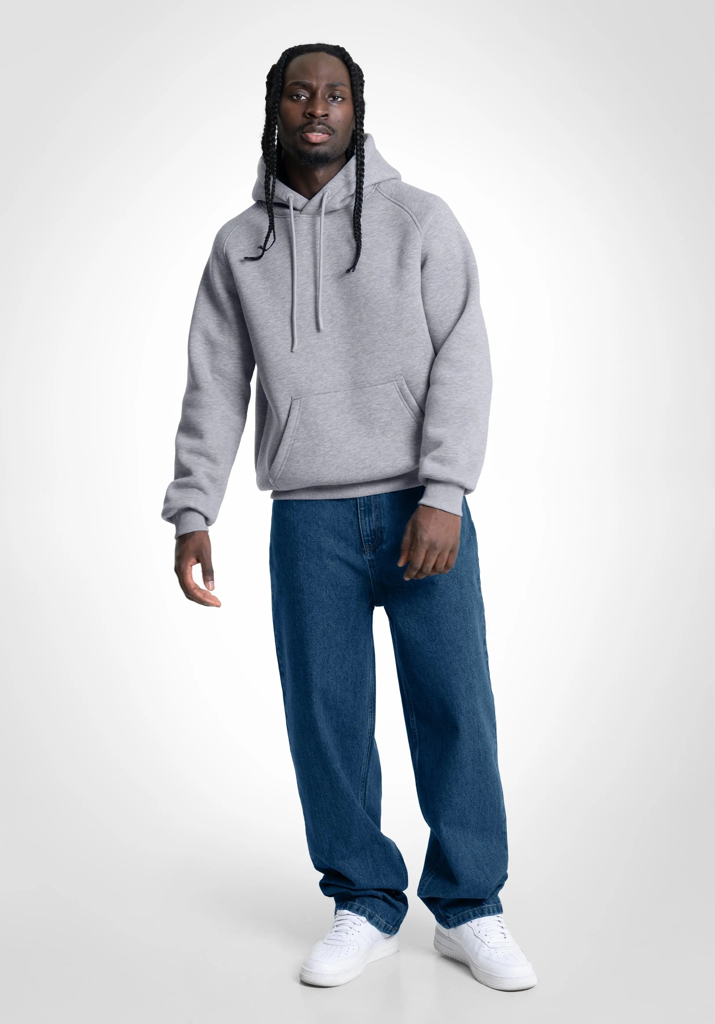 Basic Hoodie - Melange Grey straight-outta-cotton.com