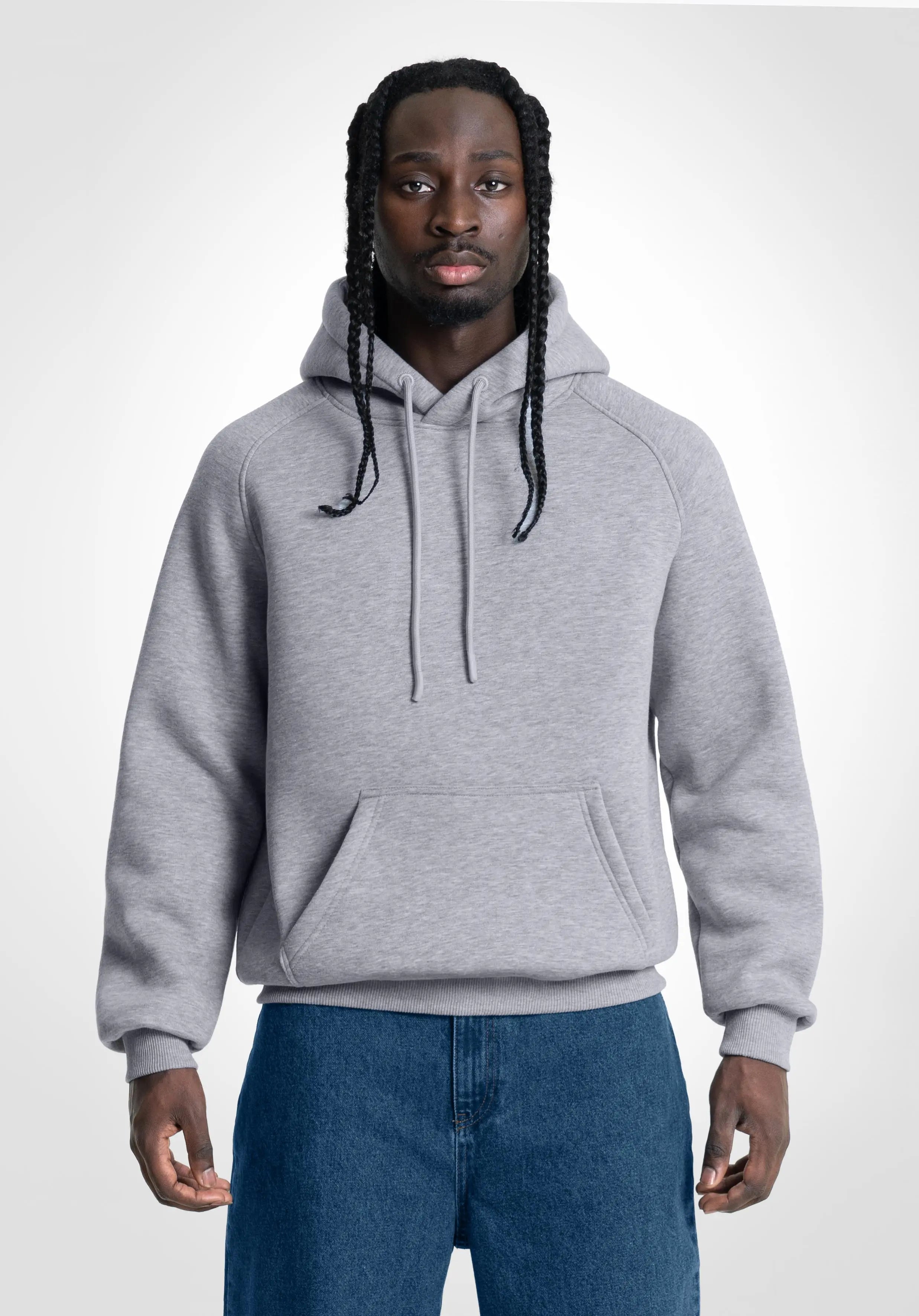 Boxy Raglan Hoodie - Melange Grey straight-outta-cotton.com