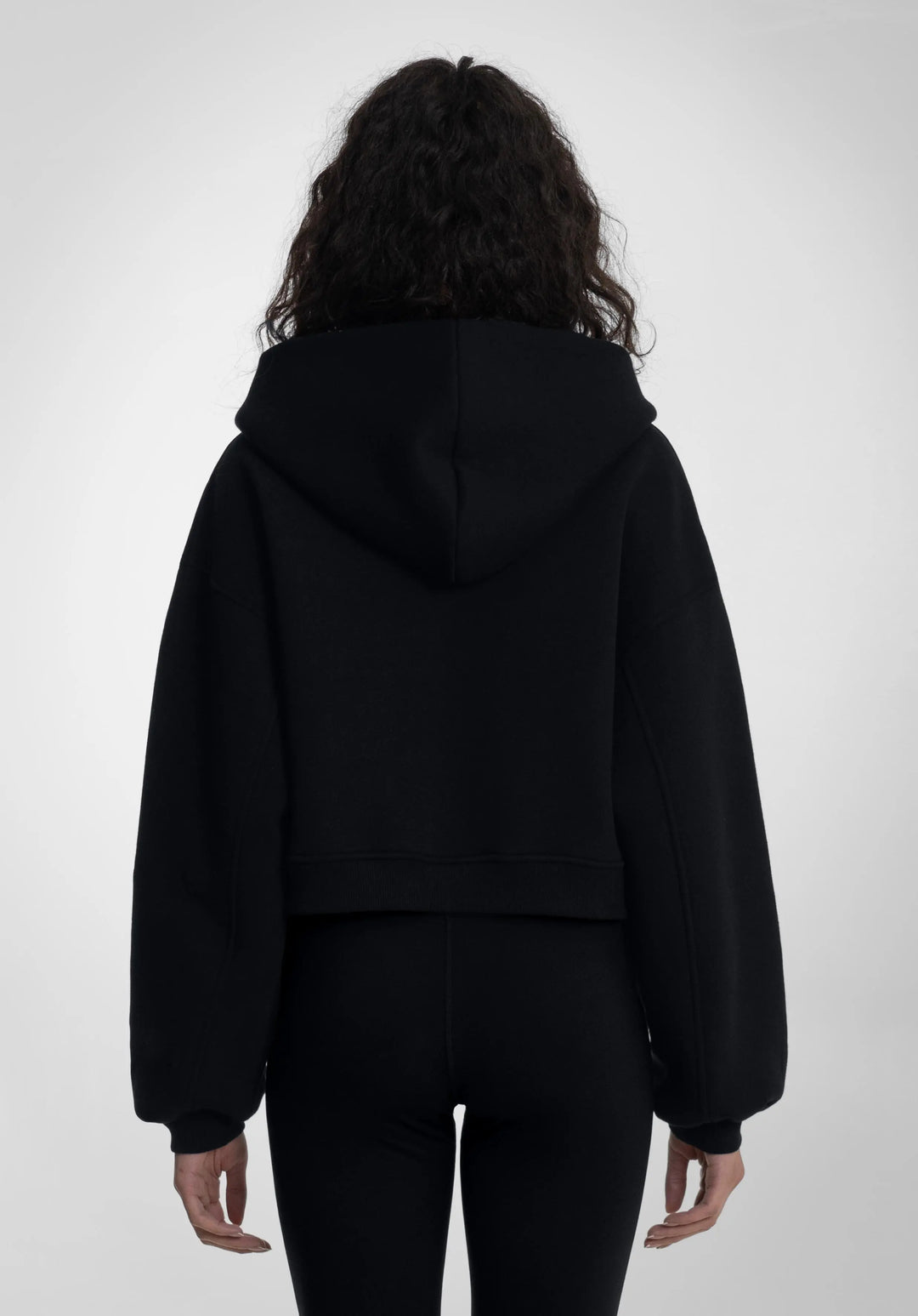 Cropped Oversized Full Zip Hoodie Black Straight Outta Cotton