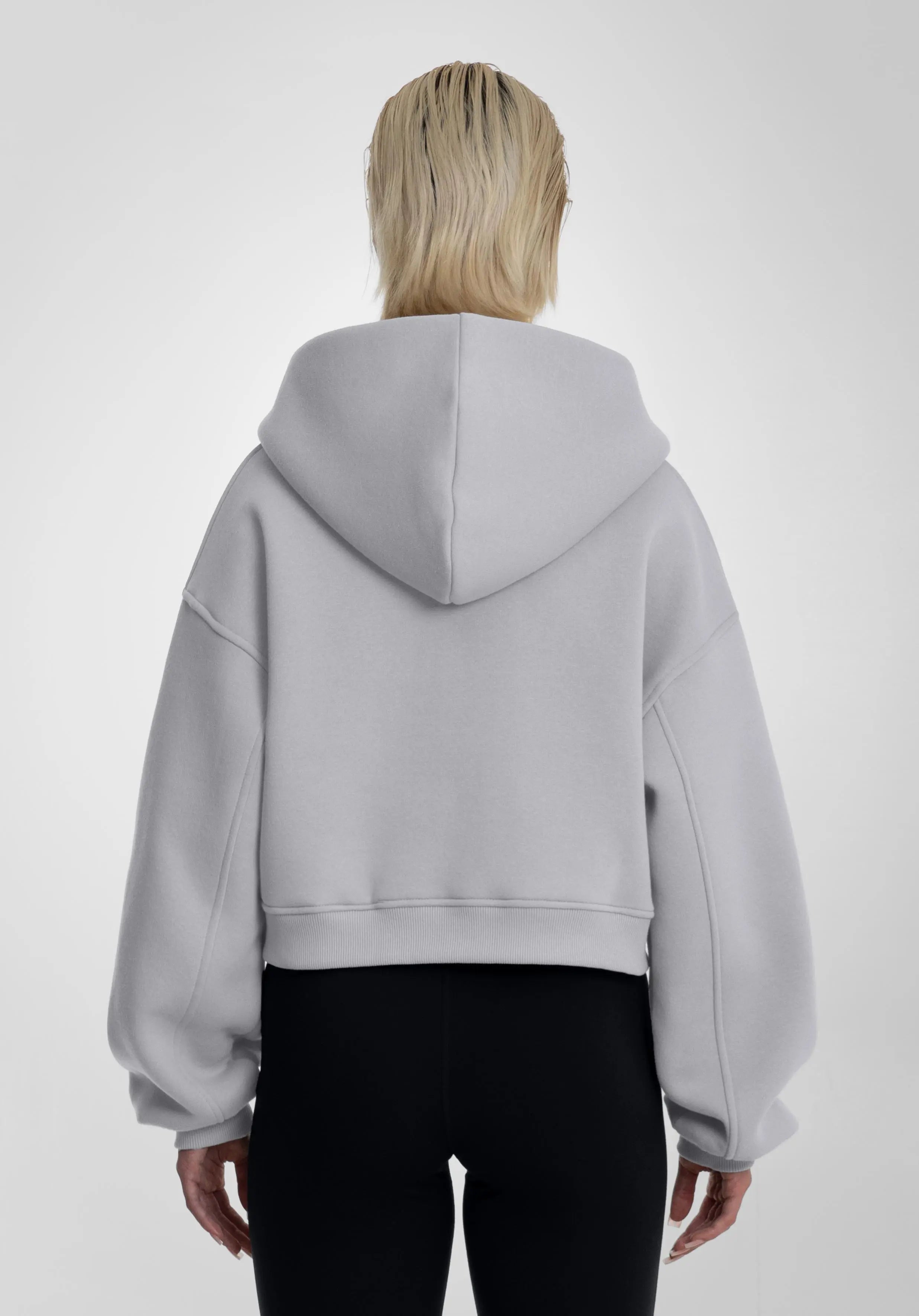 Cropped Oversized Full Zip Hoodie - Light Grey Straight Outta Cotton