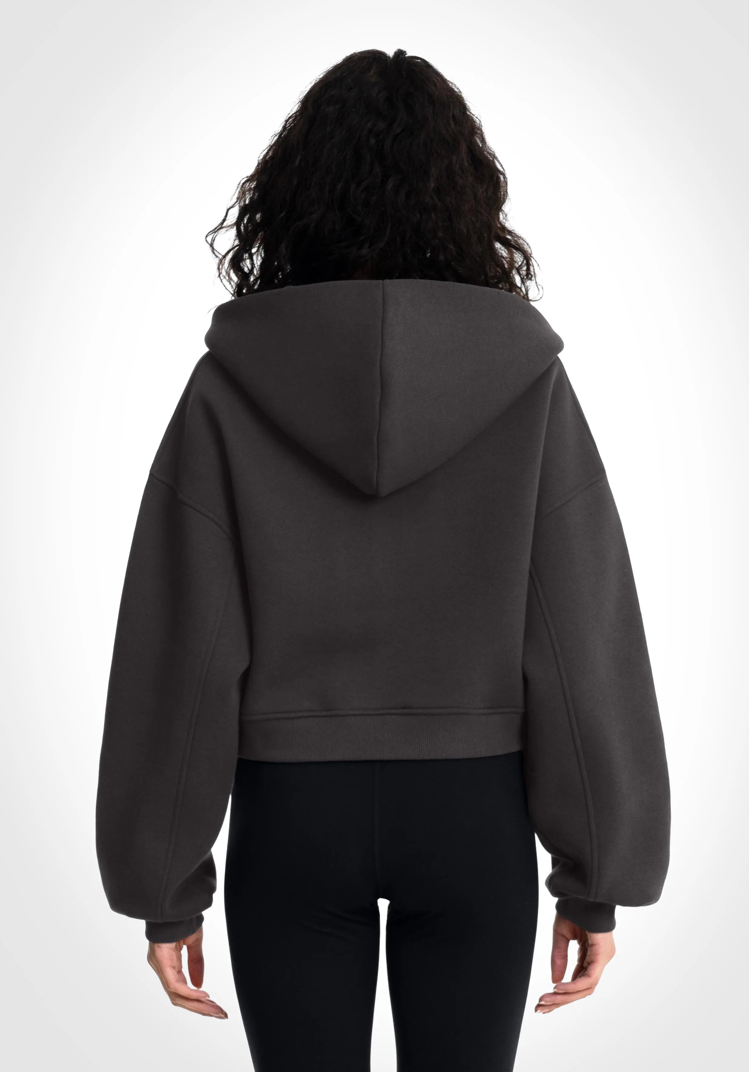 Cropped Oversized Full Zip Hoodie - Slate Grey Straight Outta Cotton