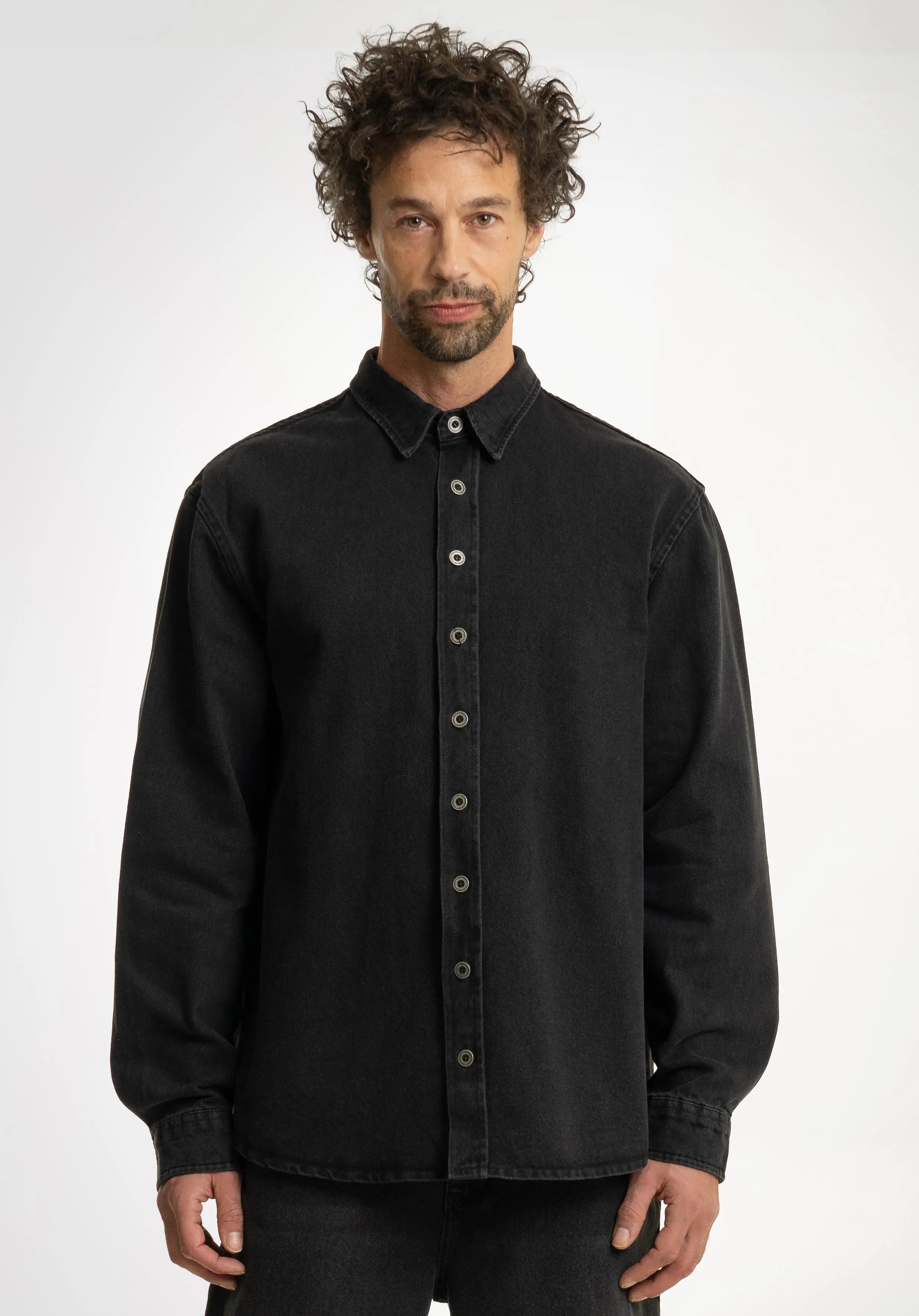 Denim Hemd - Washed-Black straight-outta-cotton.com