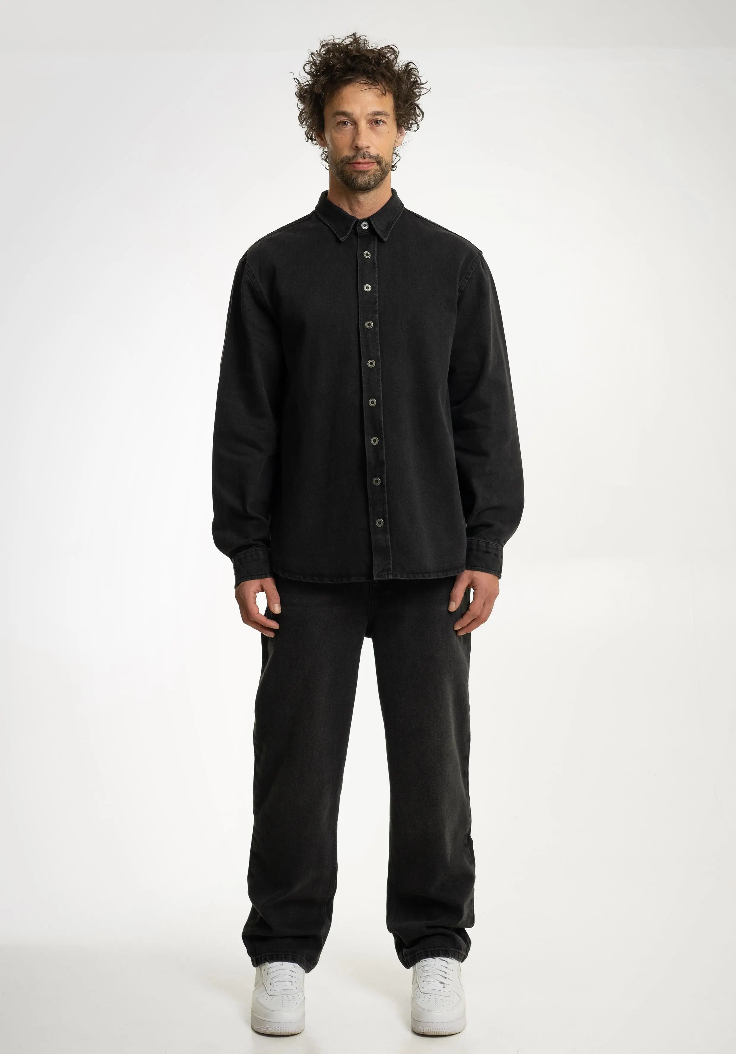 Denim Hemd - Washed-Black straight-outta-cotton.com