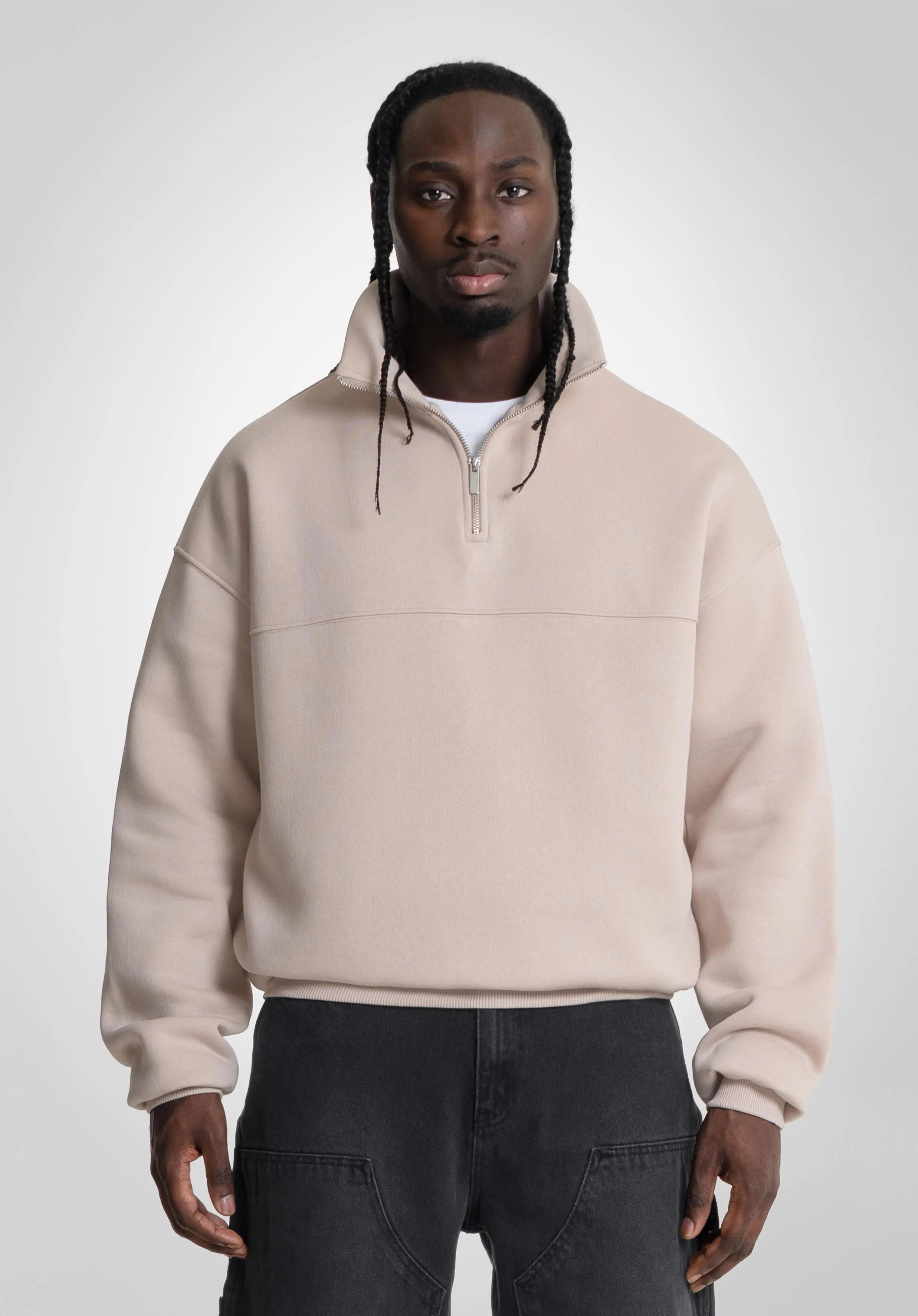 Half Zip Hoodie - Peach Latte Straight Outta Cotton