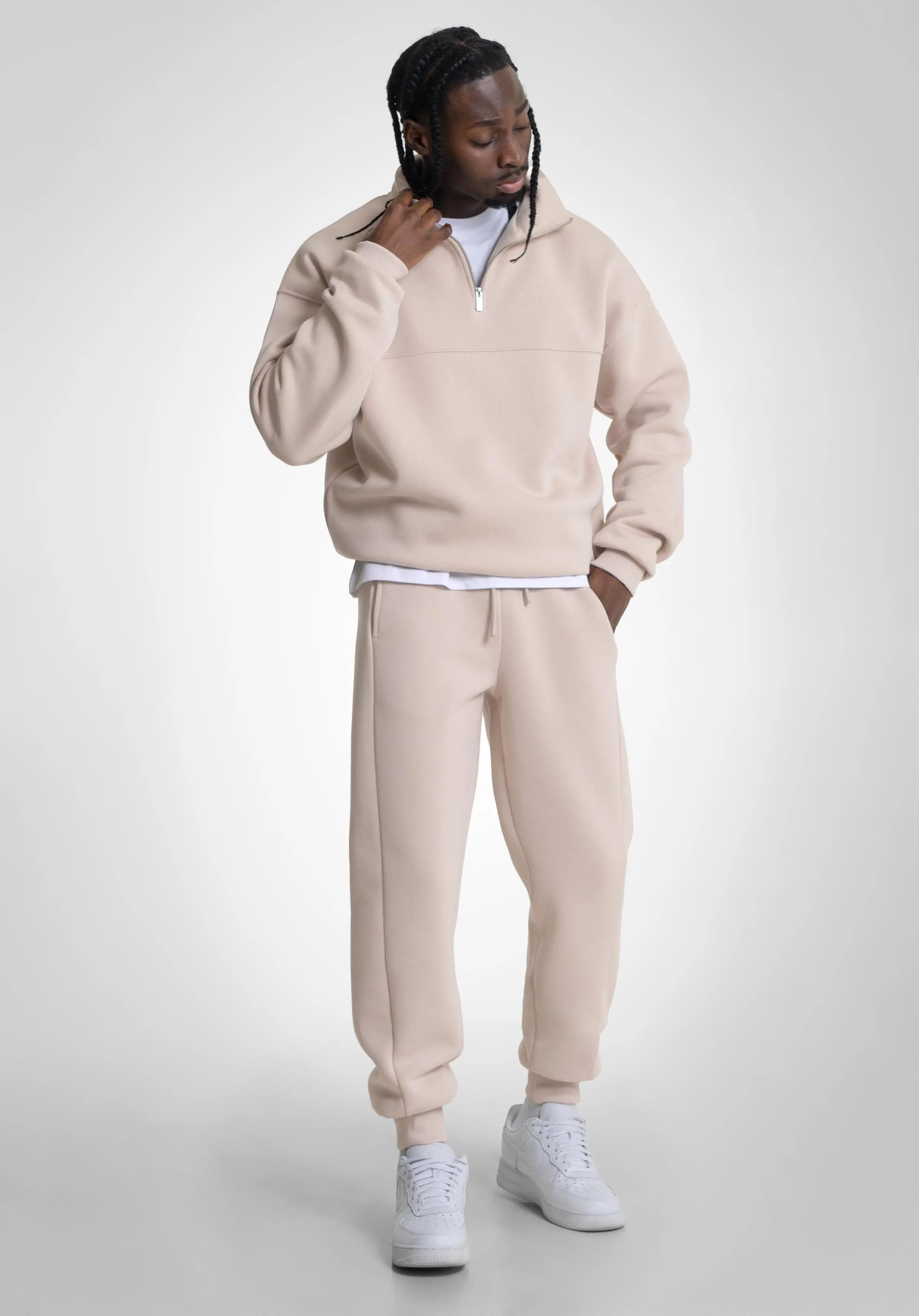Half Zip Hoodie - Peach Latte Straight Outta Cotton