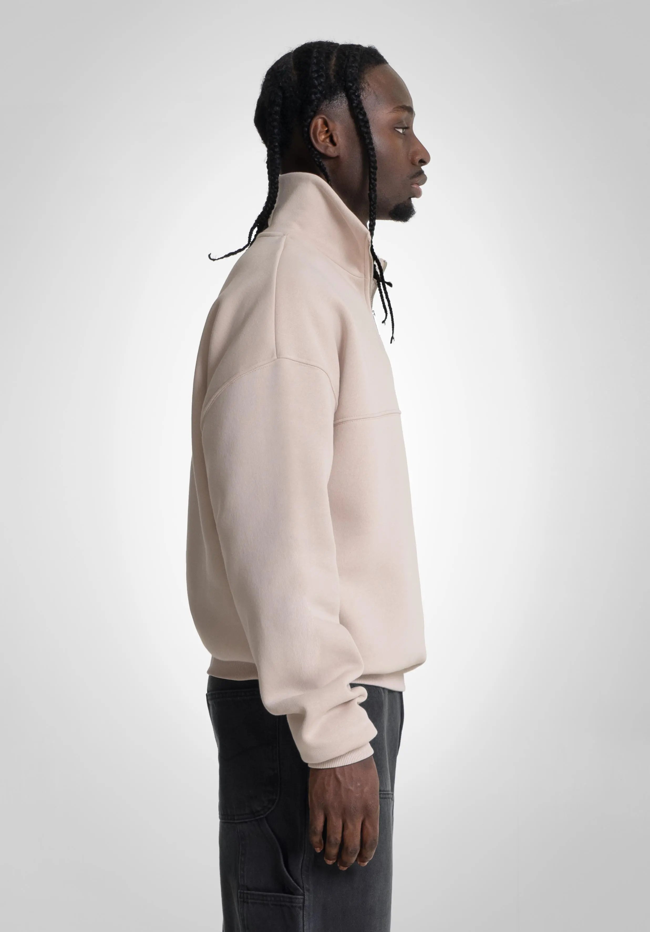 Half Zip Hoodie - Peach Latte Straight Outta Cotton