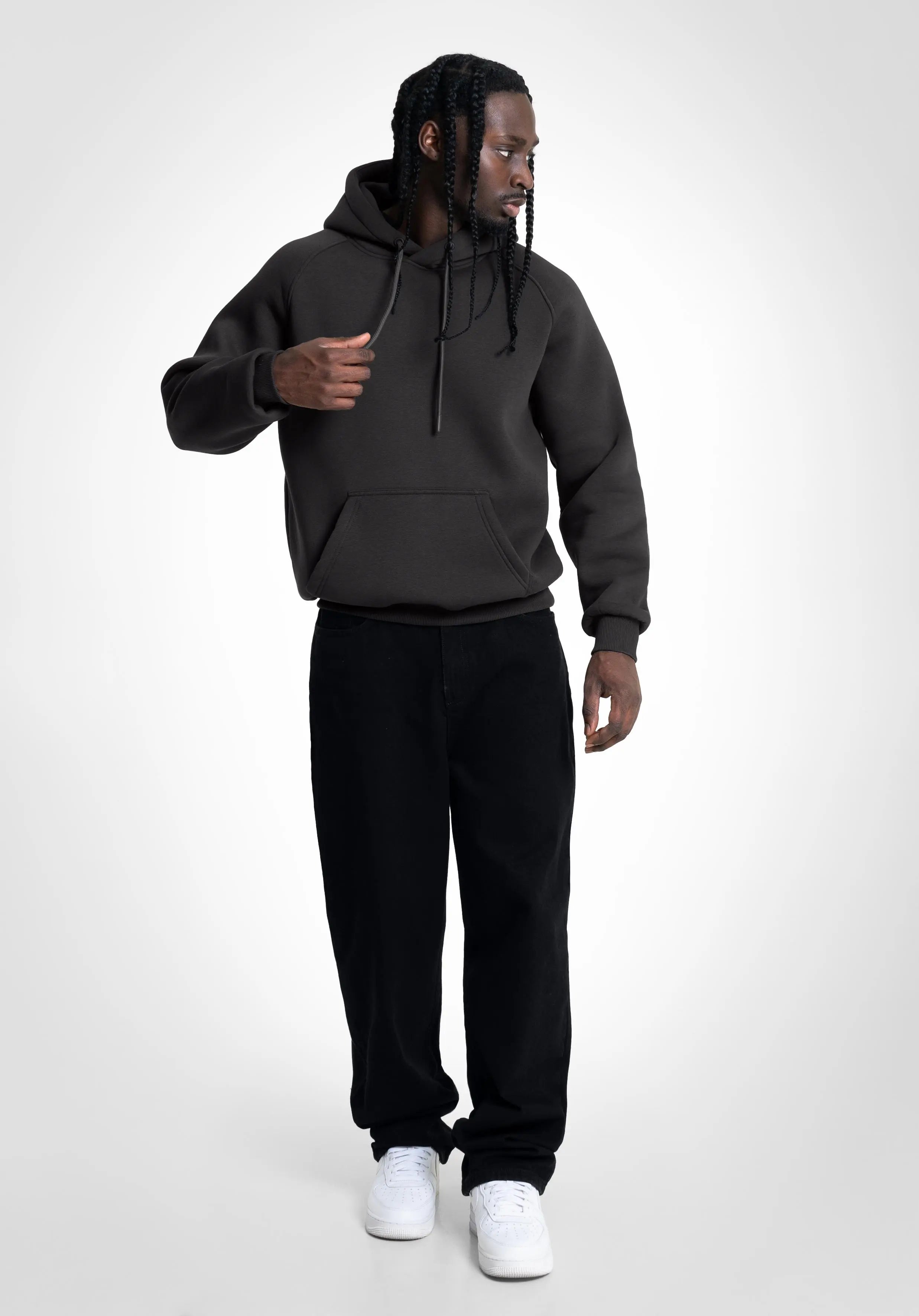 Kopie von Boxy Raglan Hoodie - Slate Grey Straight Outta Cotton