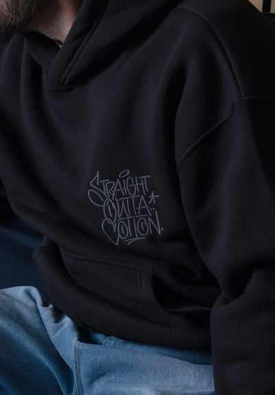 Misplaced Tag Oversize Hoodie -  Black Straight Outta Cotton