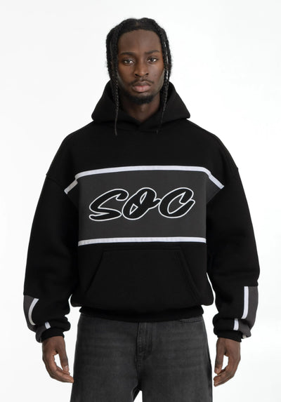 3.Y.A Oversize Hoodie - Black/Slate Grey Straight Outta Cotton