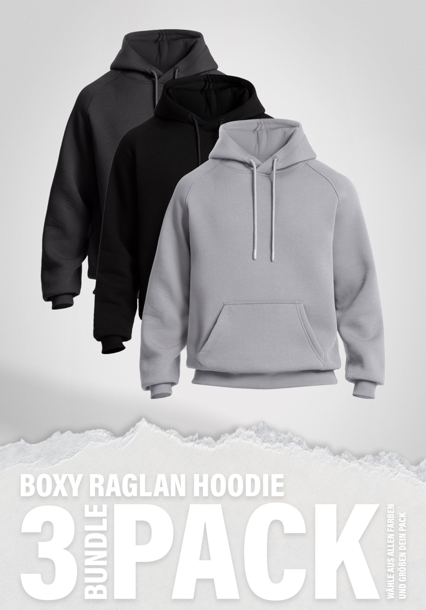 Boxy Raglan Hoodie - 3er Pack () – Custom Bundle von Straight Outta Cotton