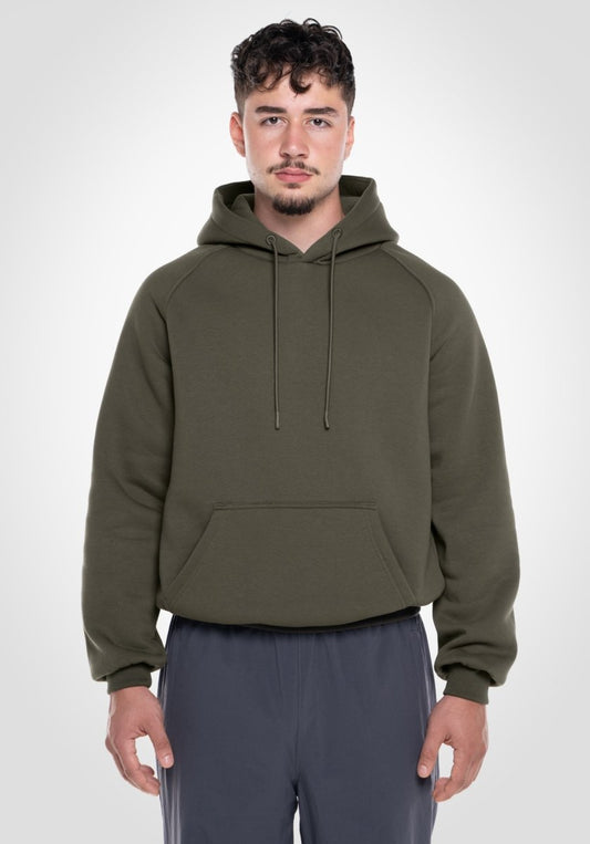 Boxy Raglan Hoodie - Olive (Olive) – Hoodies von Straight Outta Cotton
