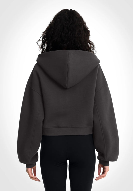 Cropped Oversized Full Zip Hoodie - Slate Grey (Grey) – by Straight Outta Cotton