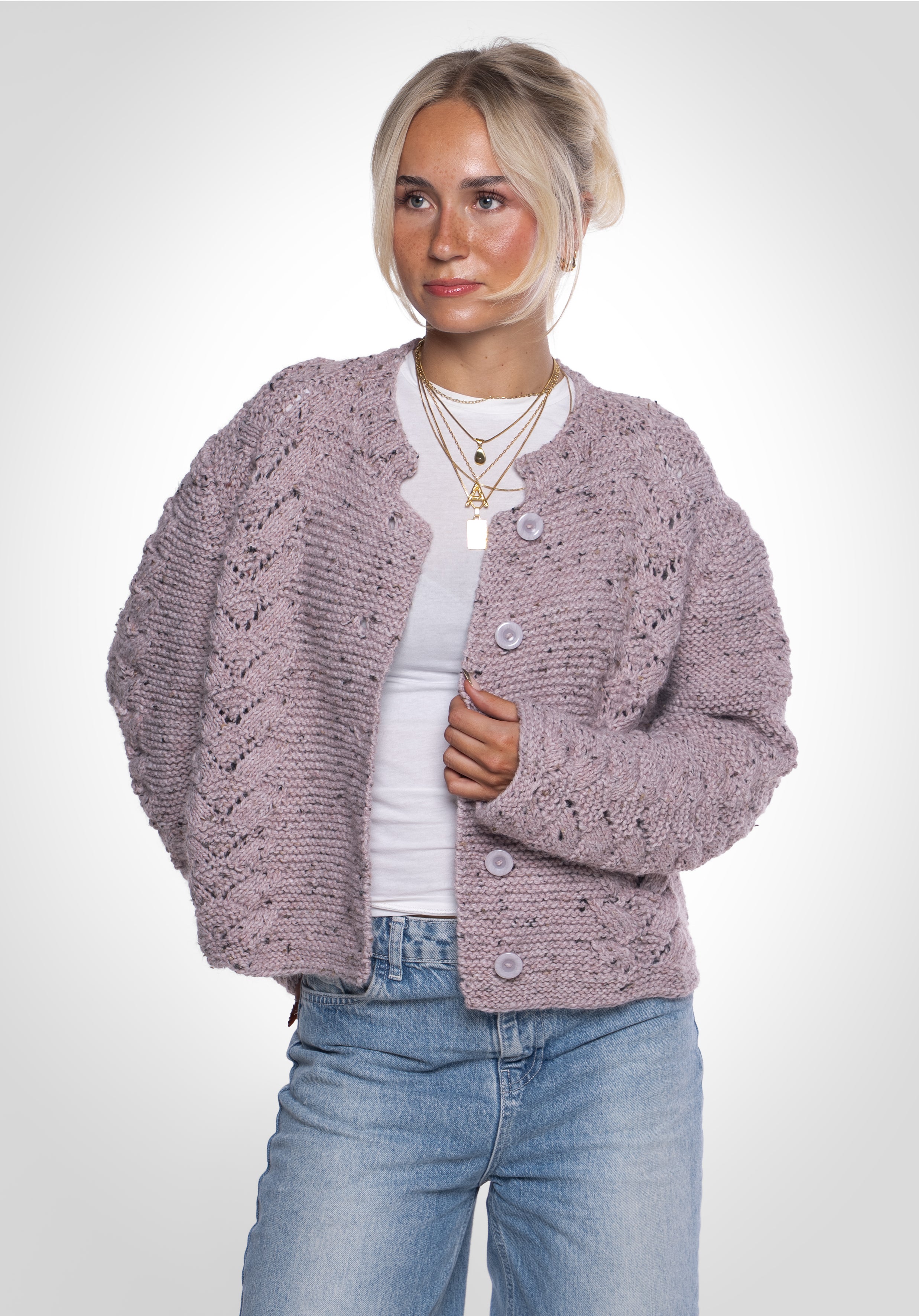 Handcrafted Knit Jacket - Melange Rose