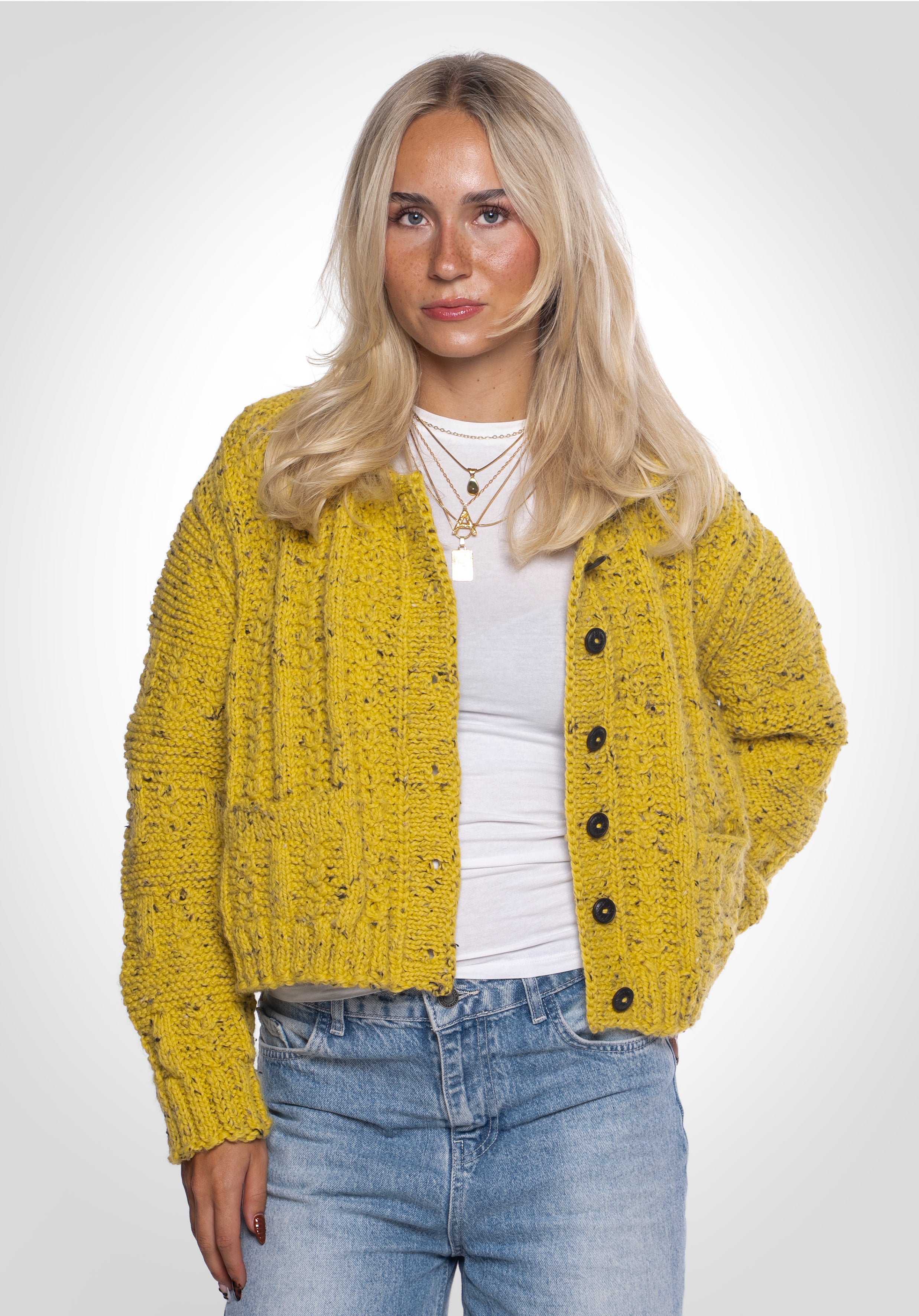 Handcrafted Knit Jacket - Melange Yellow