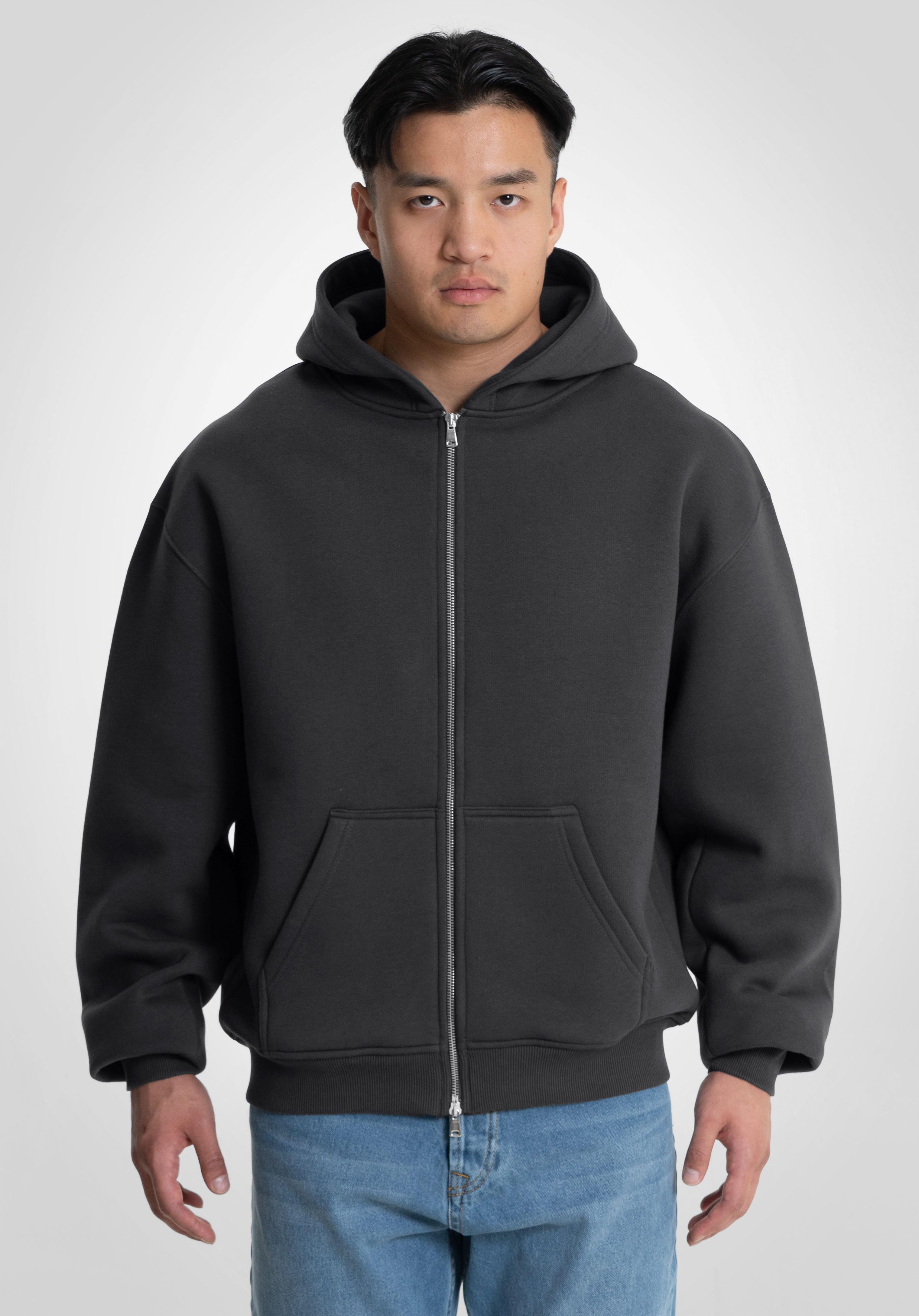 Full Zip Oversize Hoodie - Slate Grey