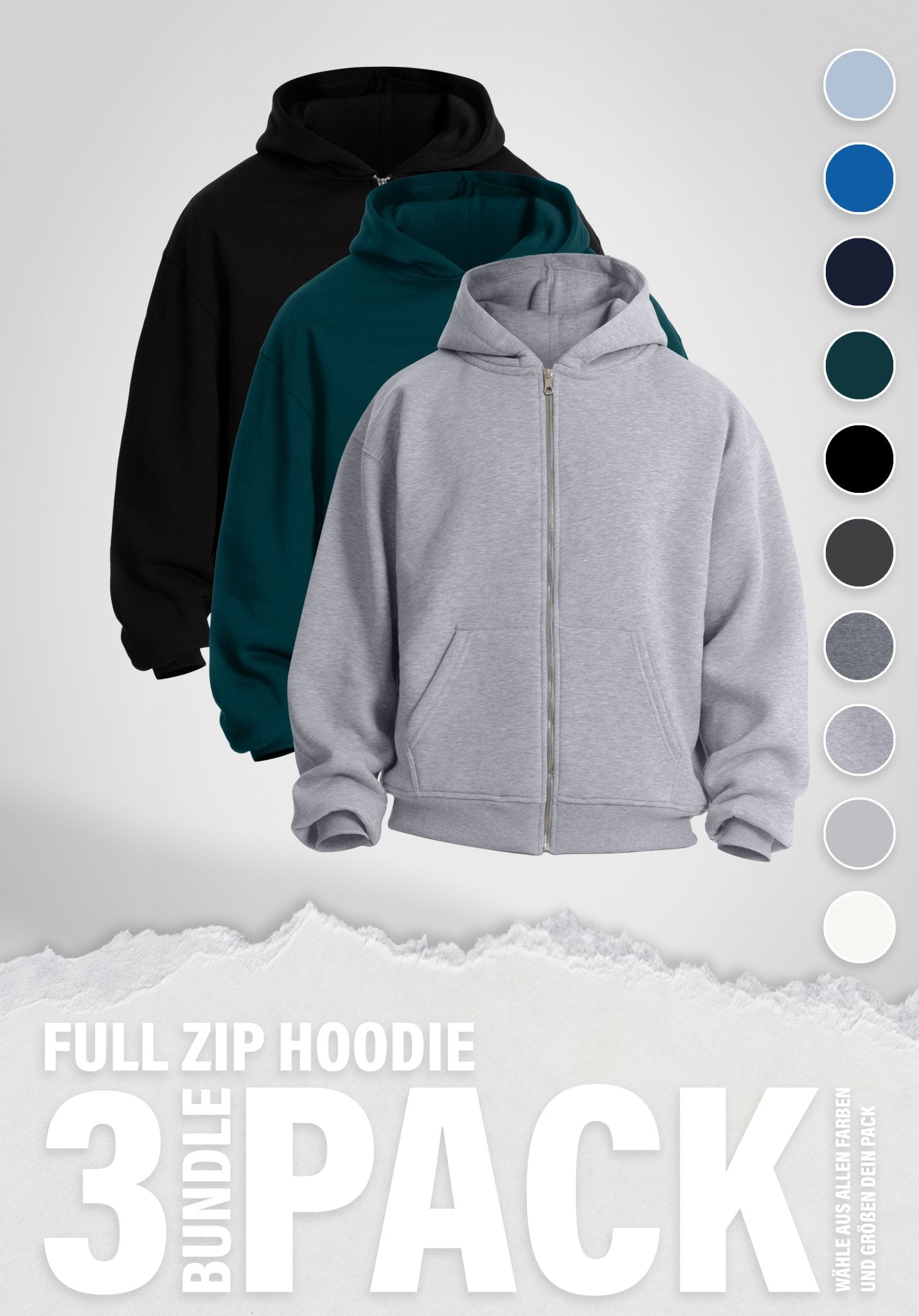 Full Zip Hoodie 3er Pack () – von Straight Outta Cotton