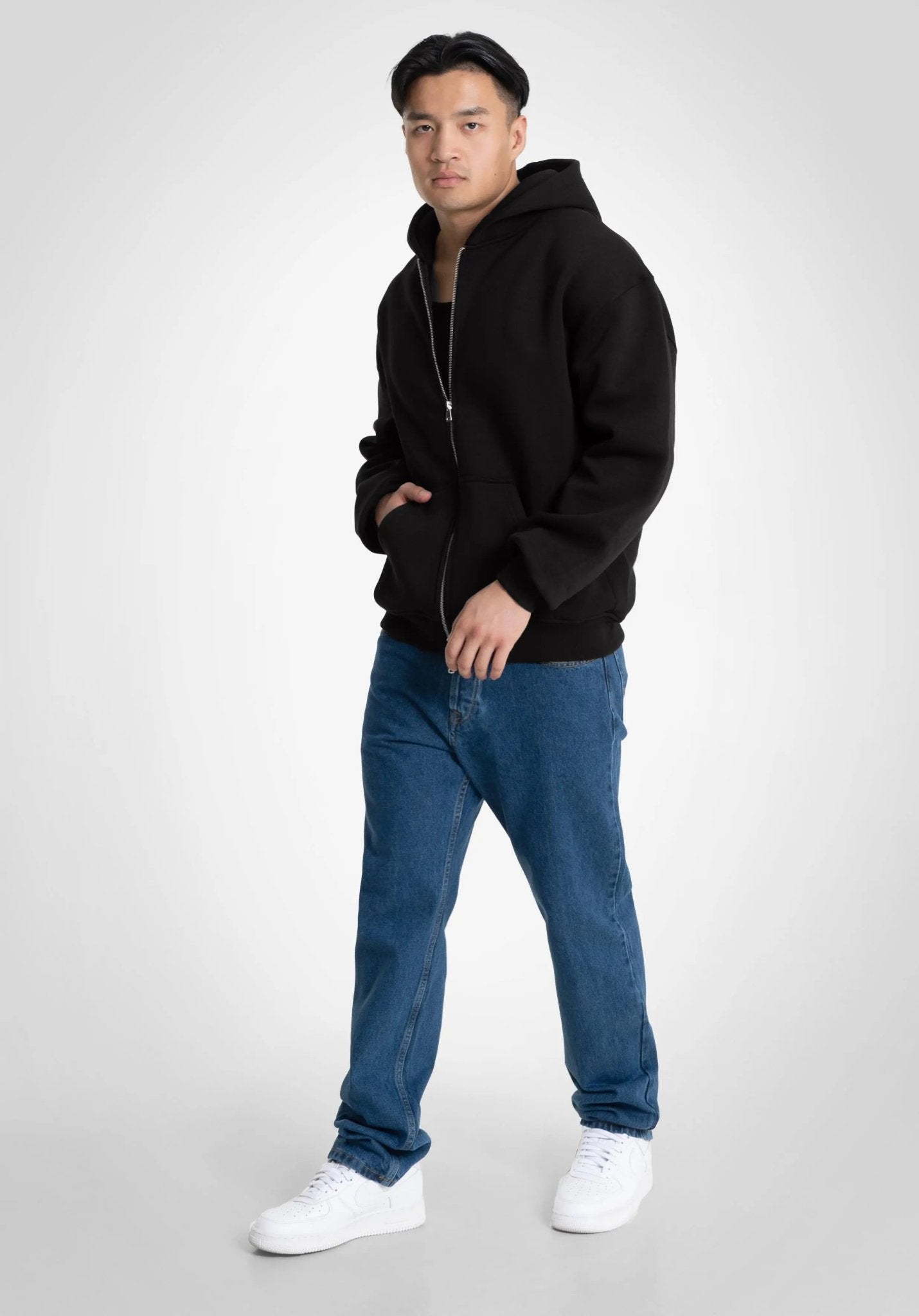 Full Zip Oversize Hoodie - Black (Schwarz) – Hoodies von Straight Outta Cotton