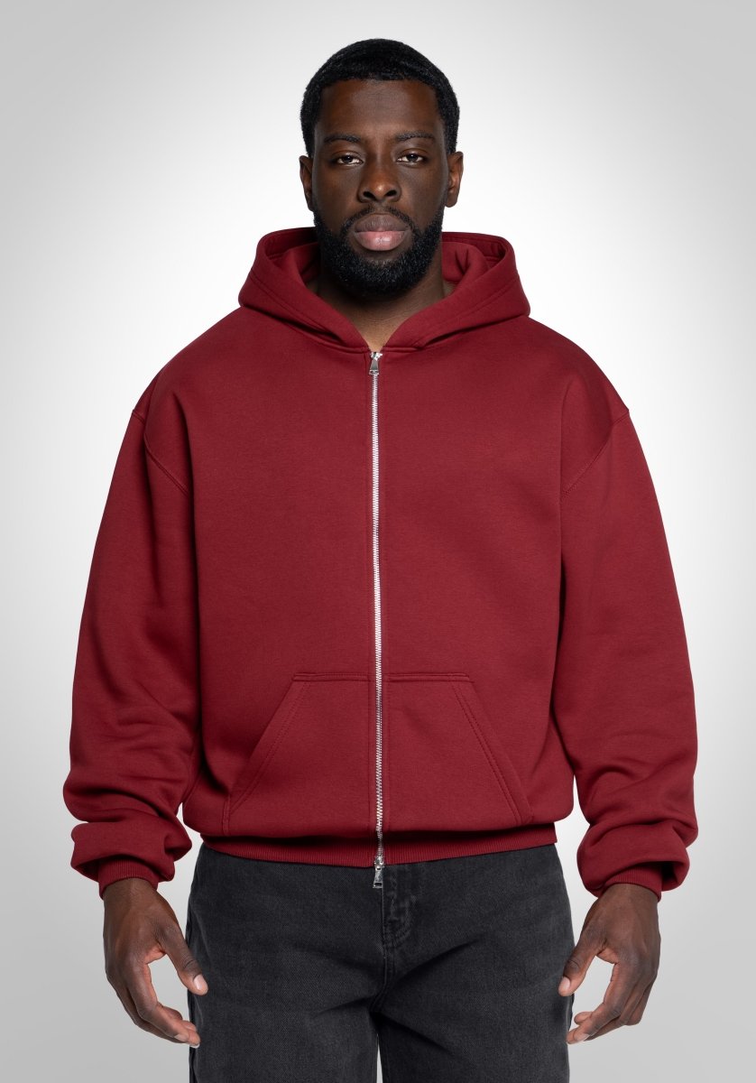 Full Zip Oversize Hoodie - Bordeaux Red (Bordeaux) – Hoodies von Straight Outta Cotton