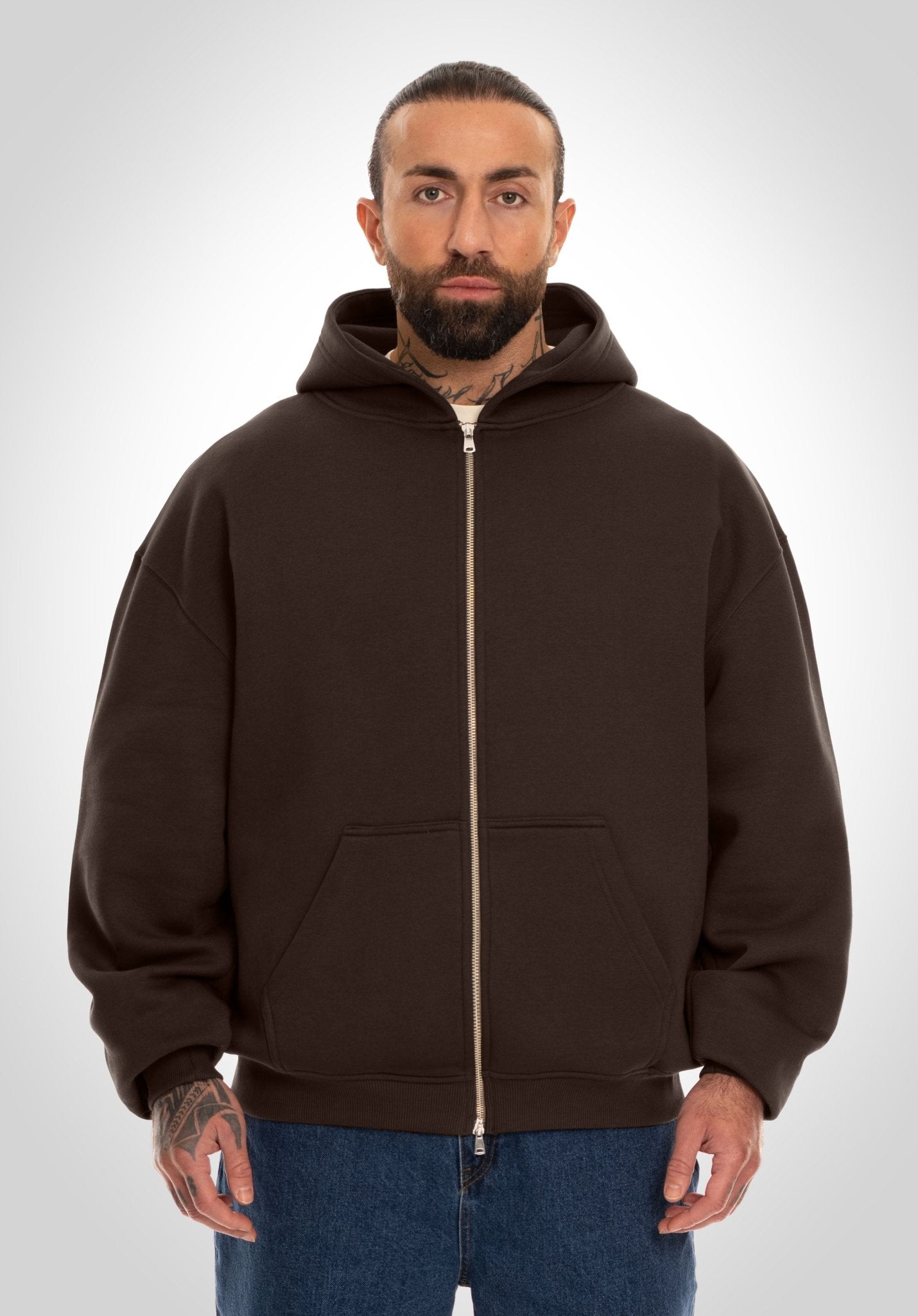 Japanese Hoodie Olakala Hoodie Braun Brown Zip Brauner Zip Up