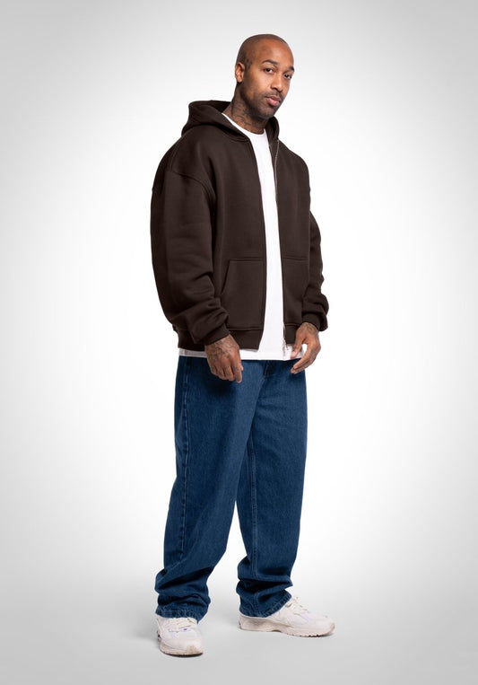 Full Zip Oversize Hoodie - Brown (Braun) – Hoodies von Straight Outta Cotton
