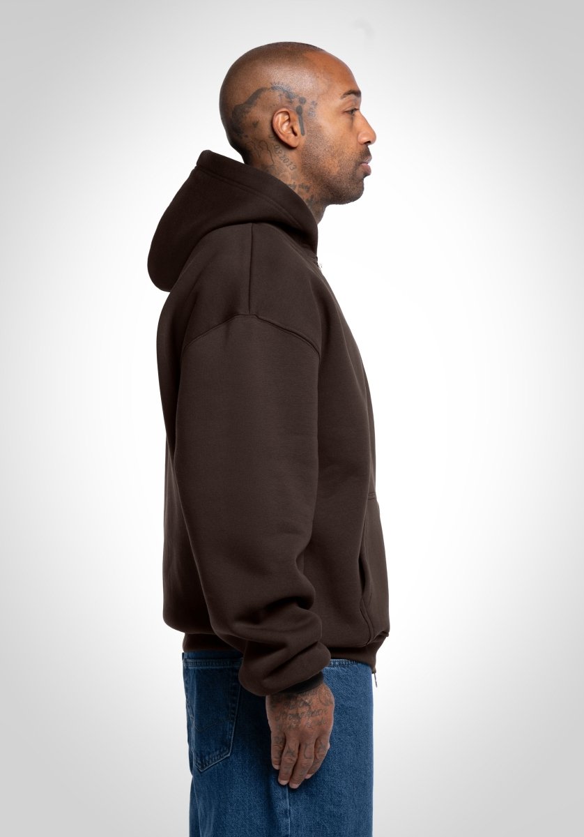 Full Zip Oversize Hoodie - Brown (Braun) – Hoodies von Straight Outta Cotton