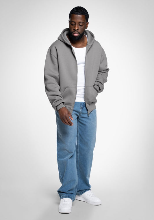 Full Zip Oversize Hoodie - Cool Grey (Grijs) – Hoodies van Straight Outta Cotton