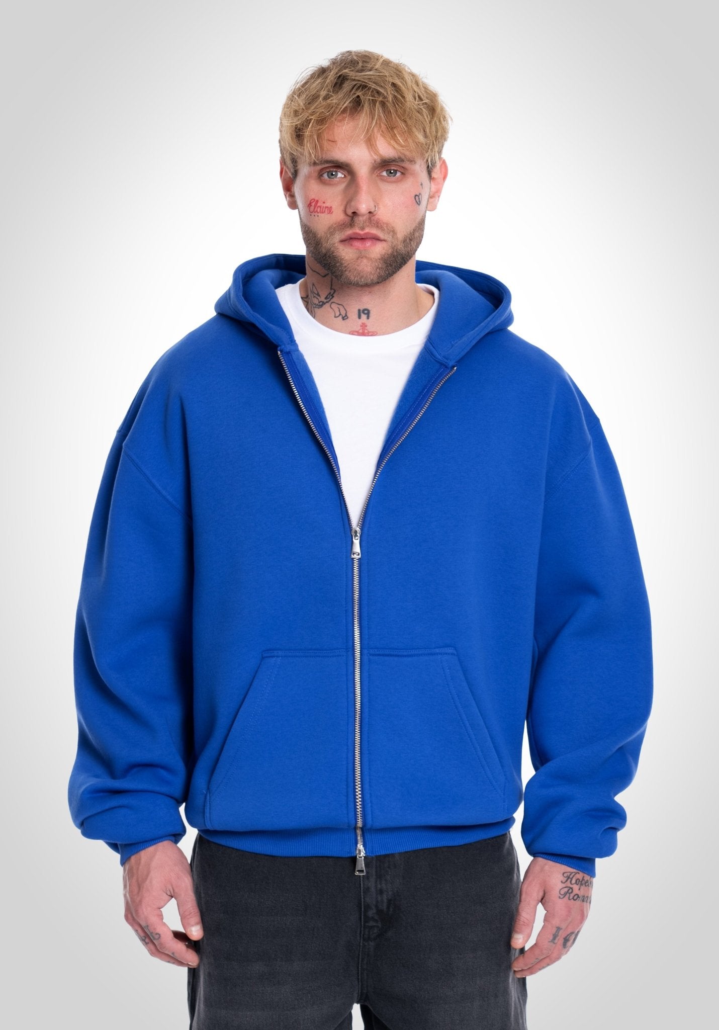 Full Zip Oversize Hoodie - East Blue () – Hoodies von Straight Outta Cotton