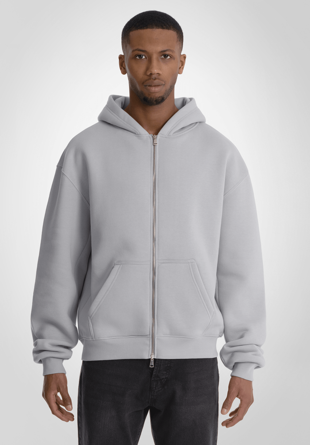 Full Zip Oversized Hoodie Light Grey