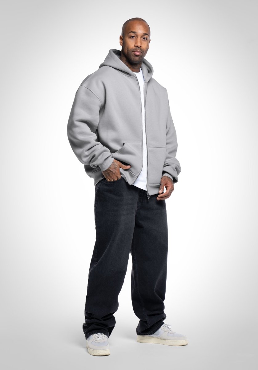 Full Zip Oversize Hoodie - Light Grey (Grau) – Hoodies von Straight Outta Cotton