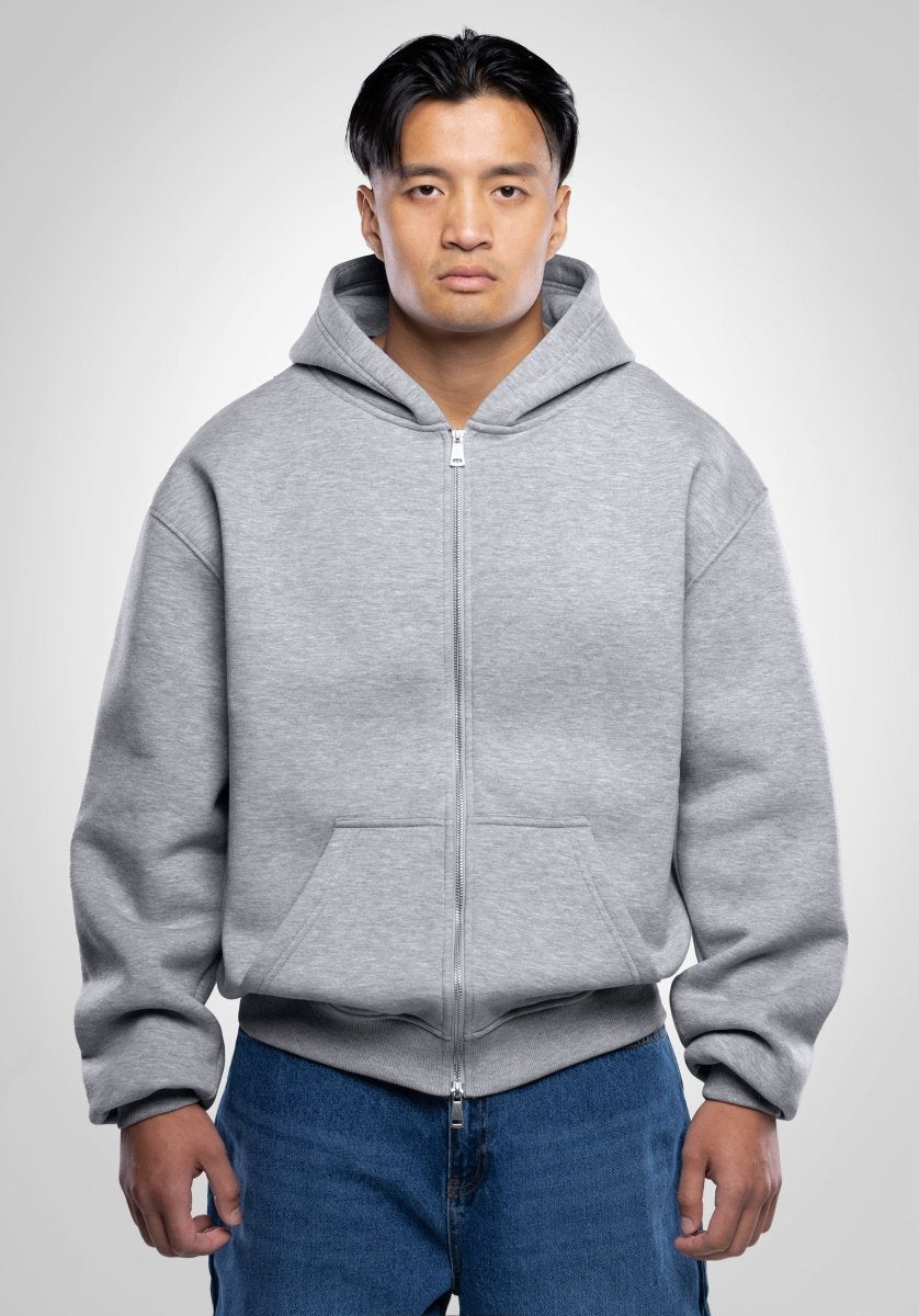 Full Zip Oversize Hoodie - Melange Grey (Grau) – Hoodies von Straight Outta Cotton