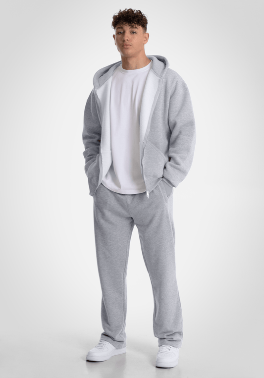 Full Zip Oversize Hoodie - Melange Grey (Grau) – Hoodies von Straight Outta Cotton