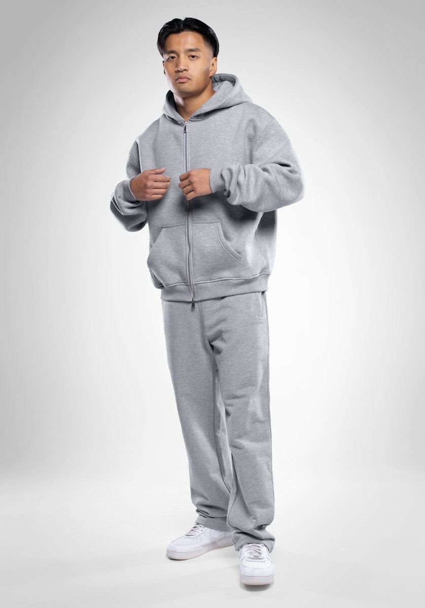 Full Zip Oversize Hoodie - Melange Grey (Grau) – Hoodies von Straight Outta Cotton