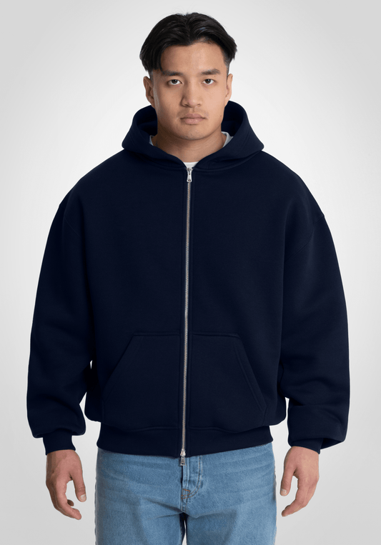 Full Zip Oversize Hoodie - Slate Navy (Marineblau) – Hoodies von Straight Outta Cotton