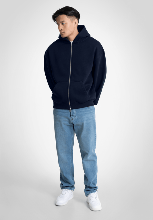Full Zip Oversize Hoodie - Slate Navy (Marineblau) – Hoodies von Straight Outta Cotton