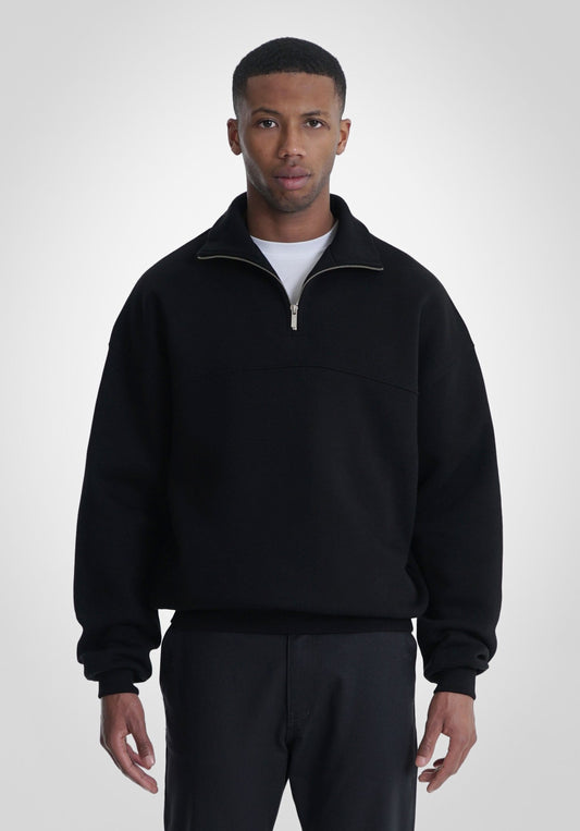Half Zip - Black (Schwarz) – Hoodies von Straight Outta Cotton