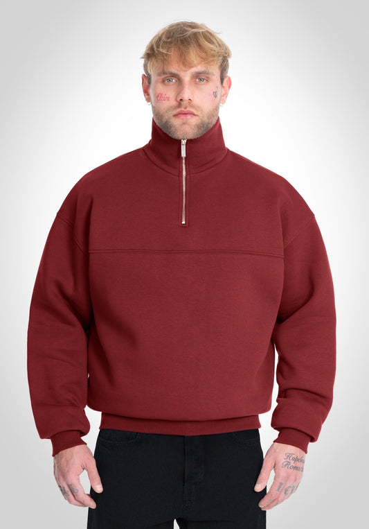Half Zip - Bordeaux (Bordeaux) – Hoodies von Straight Outta Cotton