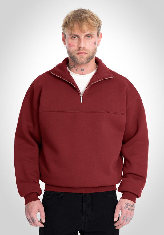 Half Zip - Bordeaux (Bordeaux) – Hoodies von Straight Outta Cotton